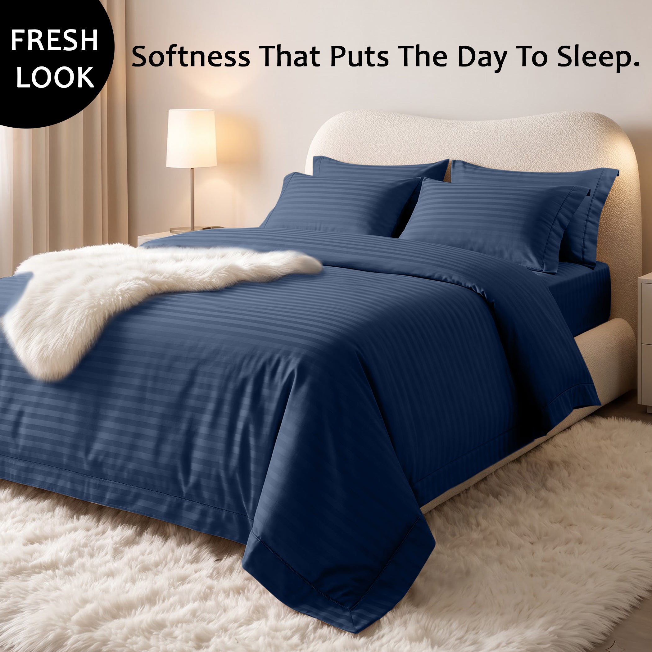 Stripe Glace 400 TC Cotton Bedsheet