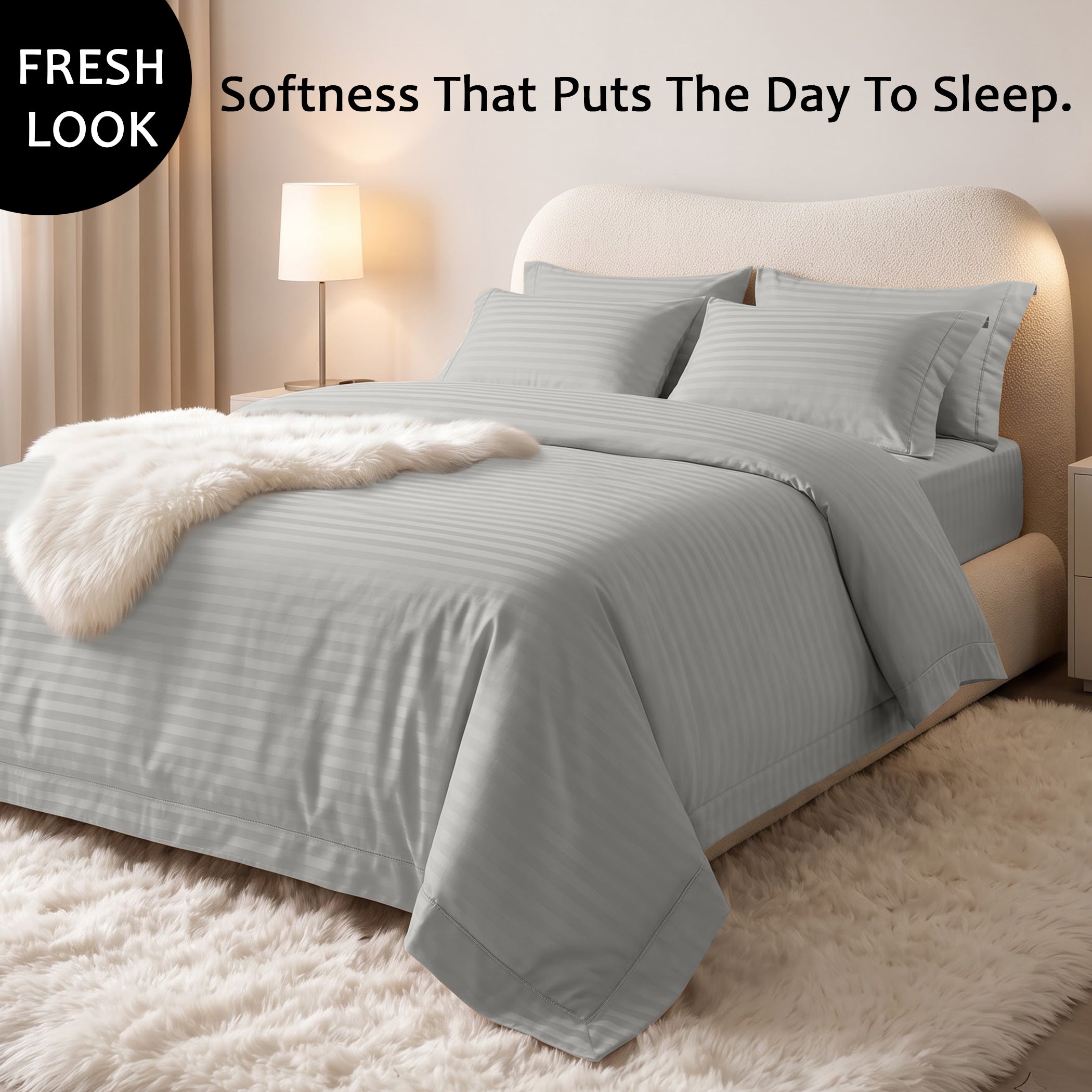 Stripe Glace 400 TC Cotton Bedsheet