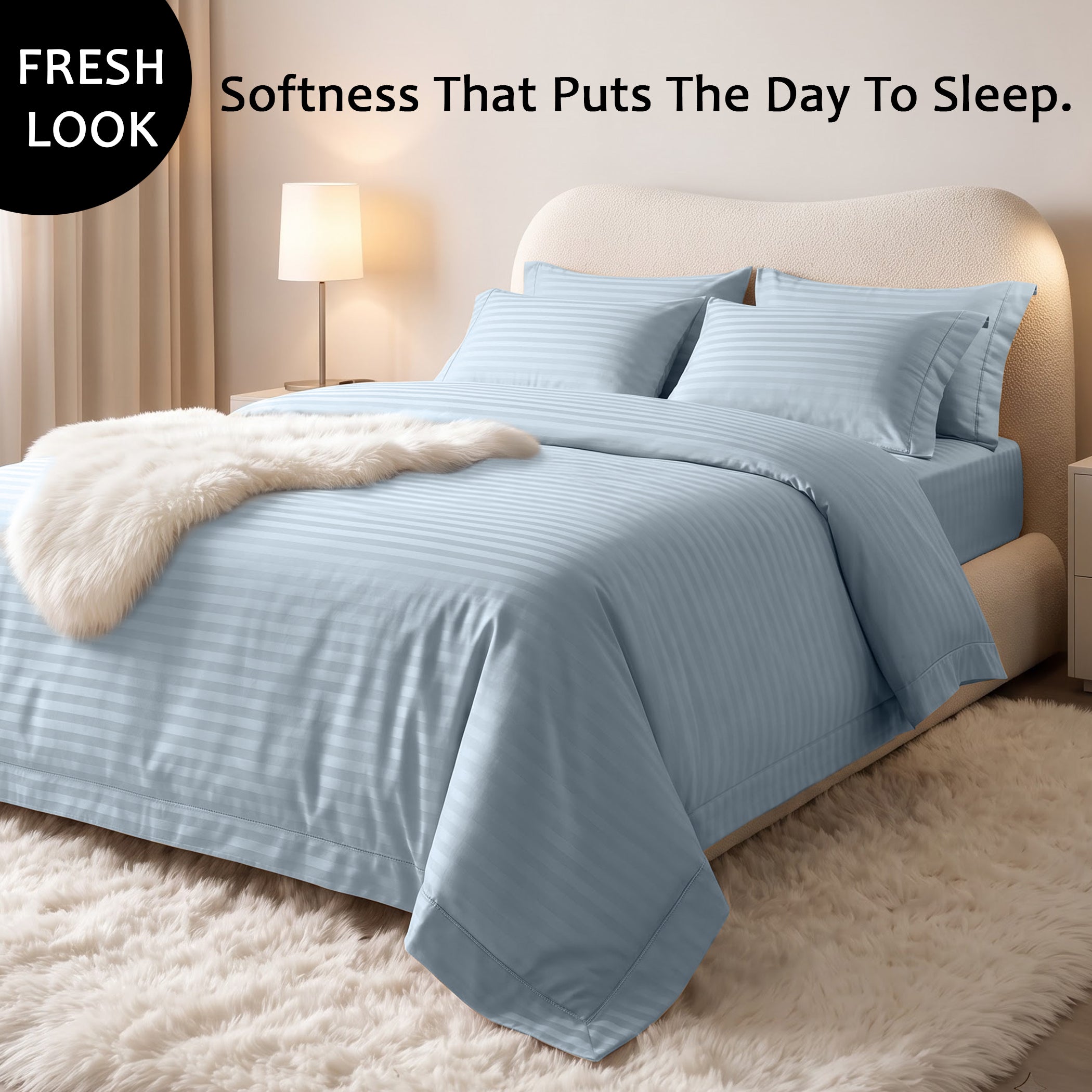 Stripe Glace 400 TC Cotton Bedsheet