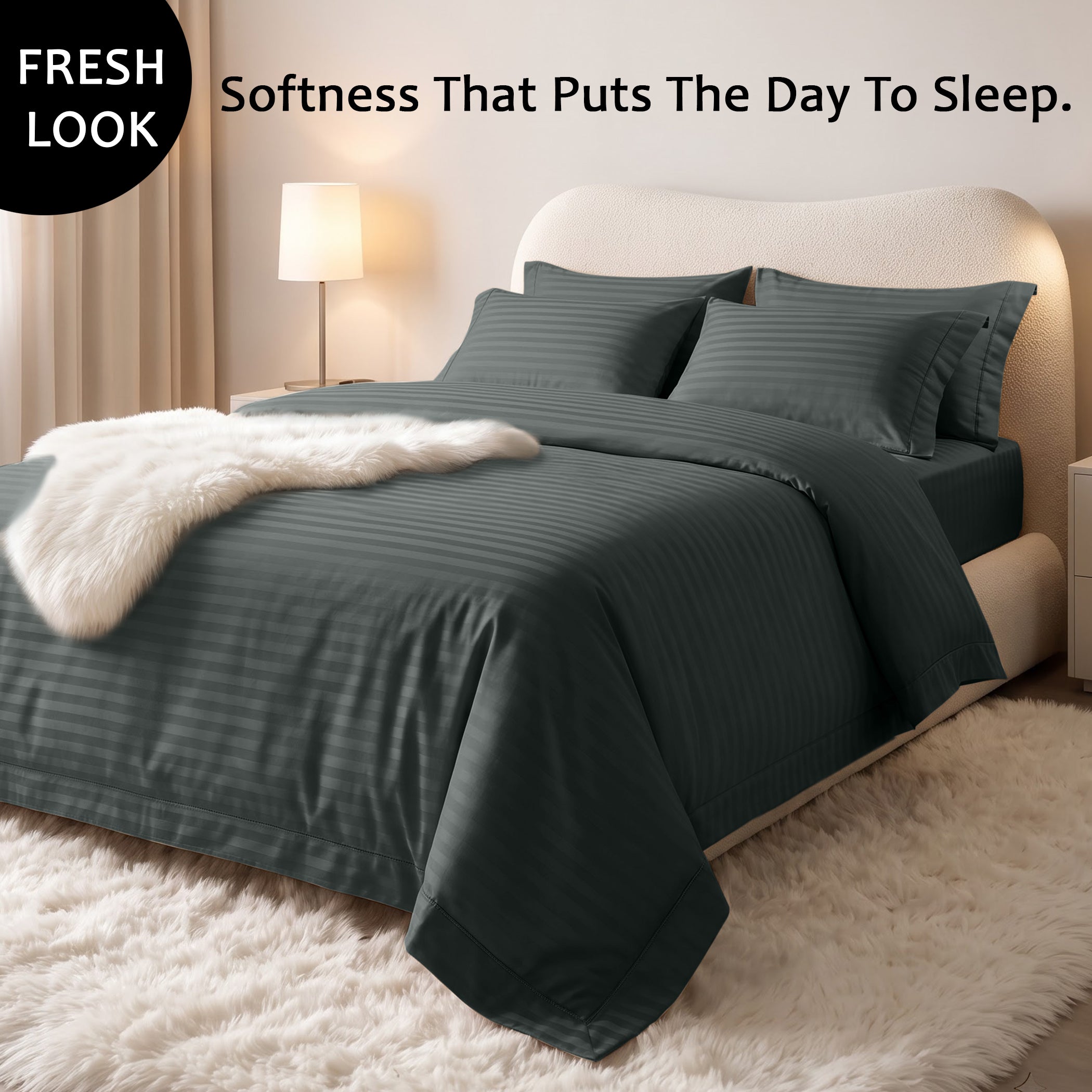Stripe Glace 400 TC Cotton Bedsheet