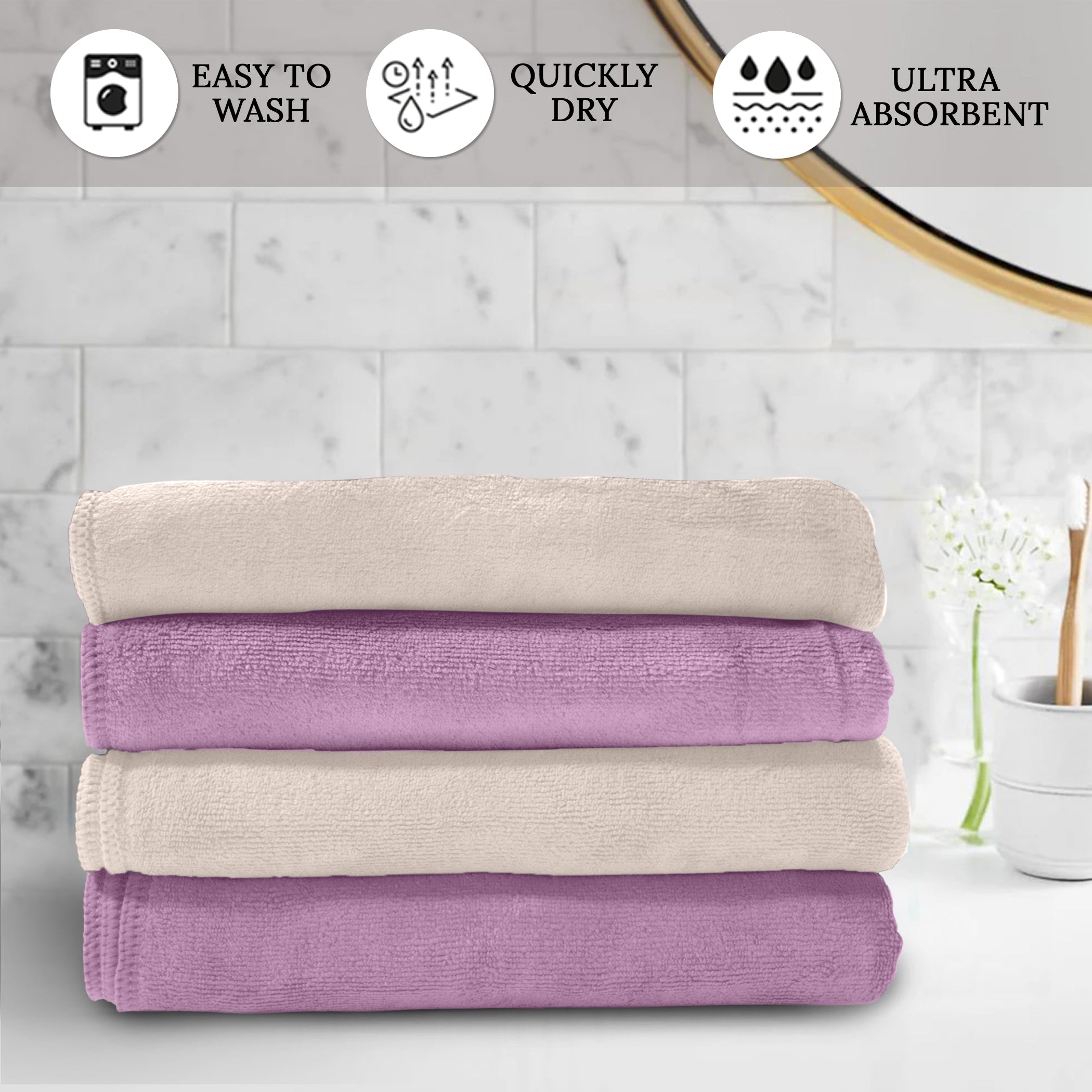 HOUSSE Microfiber Face Towel | Super Soft & Quick Absorbent |Multi Usage 30 x 30 cm, 450 GSM | for All Ages | (Set of 4,and 6)