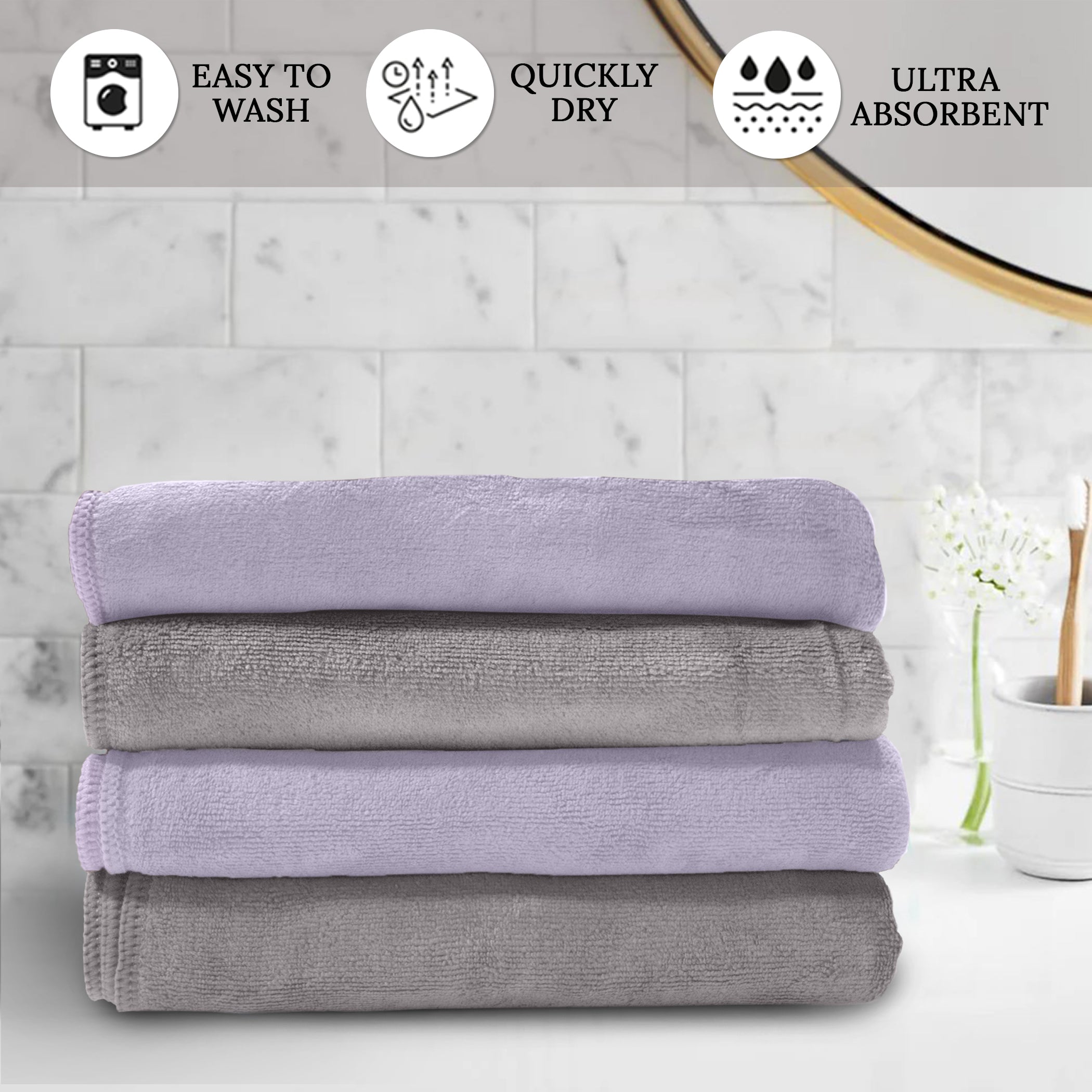 HOUSSE Microfiber Face Towel | Super Soft & Quick Absorbent |Multi Usage 30 x 30 cm, 450 GSM | for All Ages | (Set of 4,and 6)