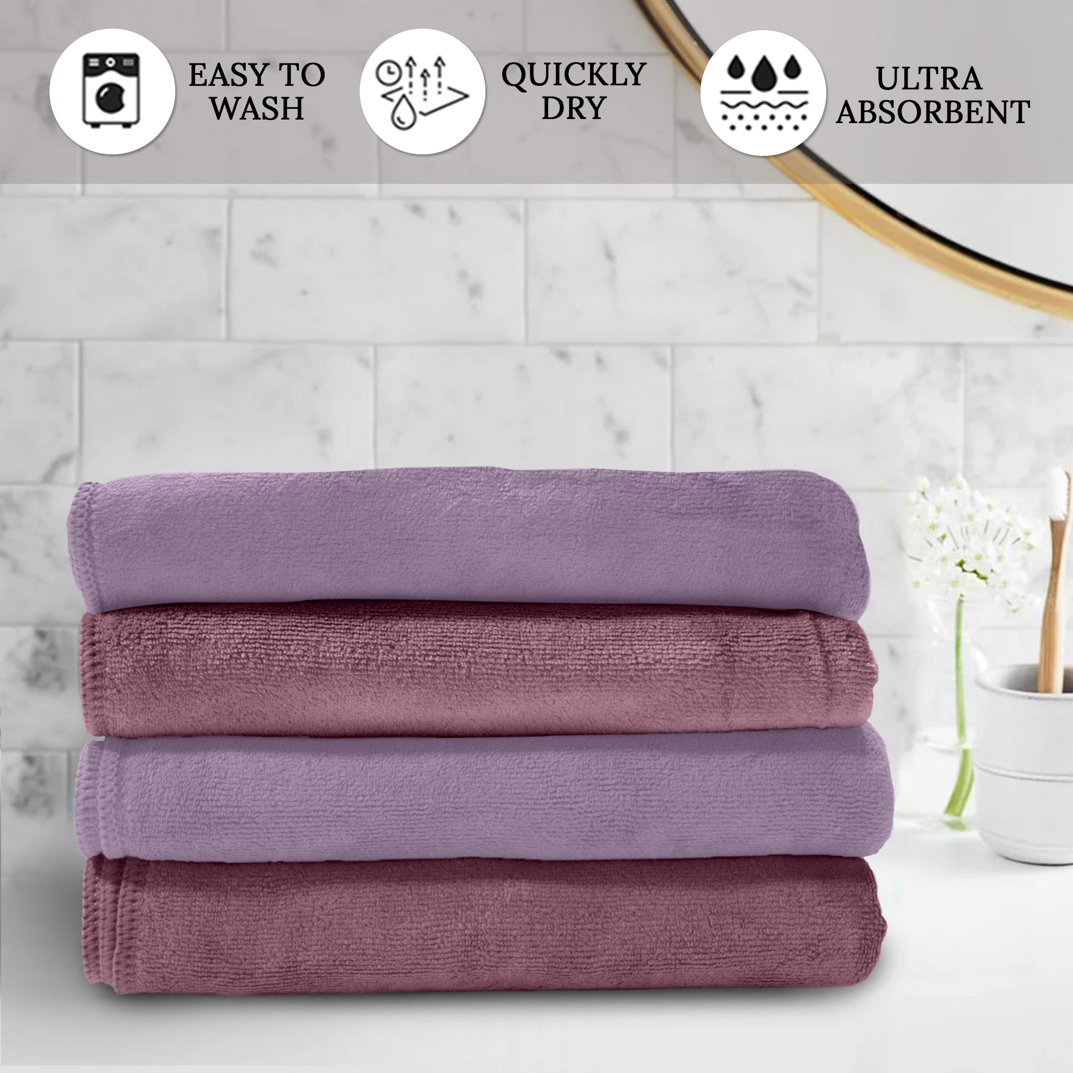 HOUSSE Microfiber Face Towel | Super Soft & Quick Absorbent |Multi Usage 30 x 30 cm, 450 GSM | for All Ages | (Set of 4,and 6)