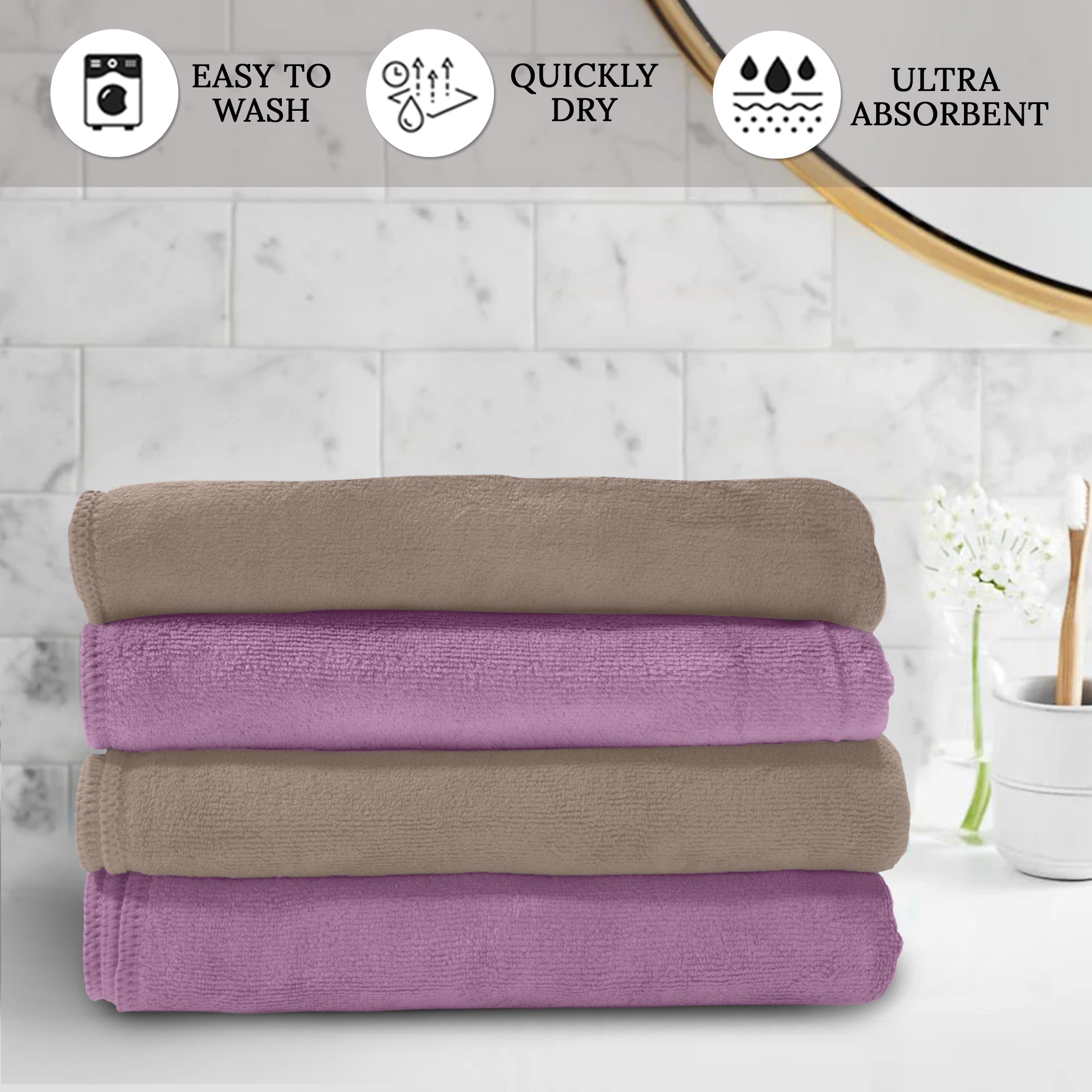 HOUSSE Microfiber Face Towel | Super Soft & Quick Absorbent |Multi Usage 30 x 30 cm, 450 GSM | for All Ages | (Set of 4,and 6)