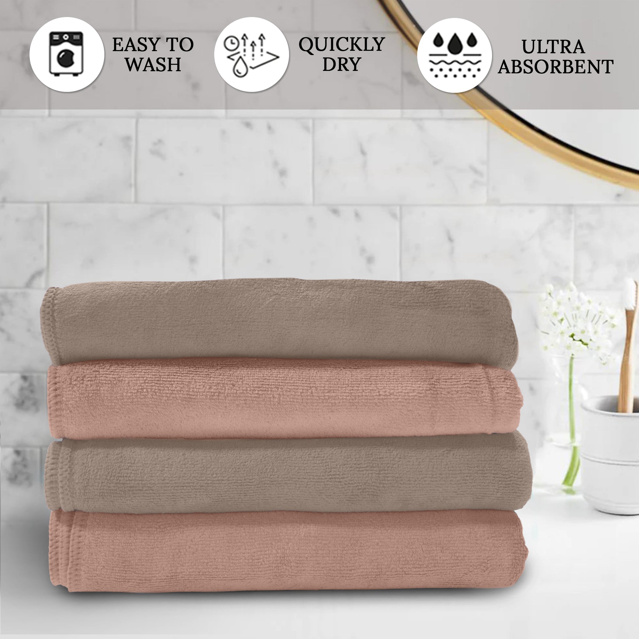 HOUSSE Microfiber Face Towel | Super Soft & Quick Absorbent |Multi Usage 30 x 30 cm, 450 GSM | for All Ages | (Set of 4,and 6)