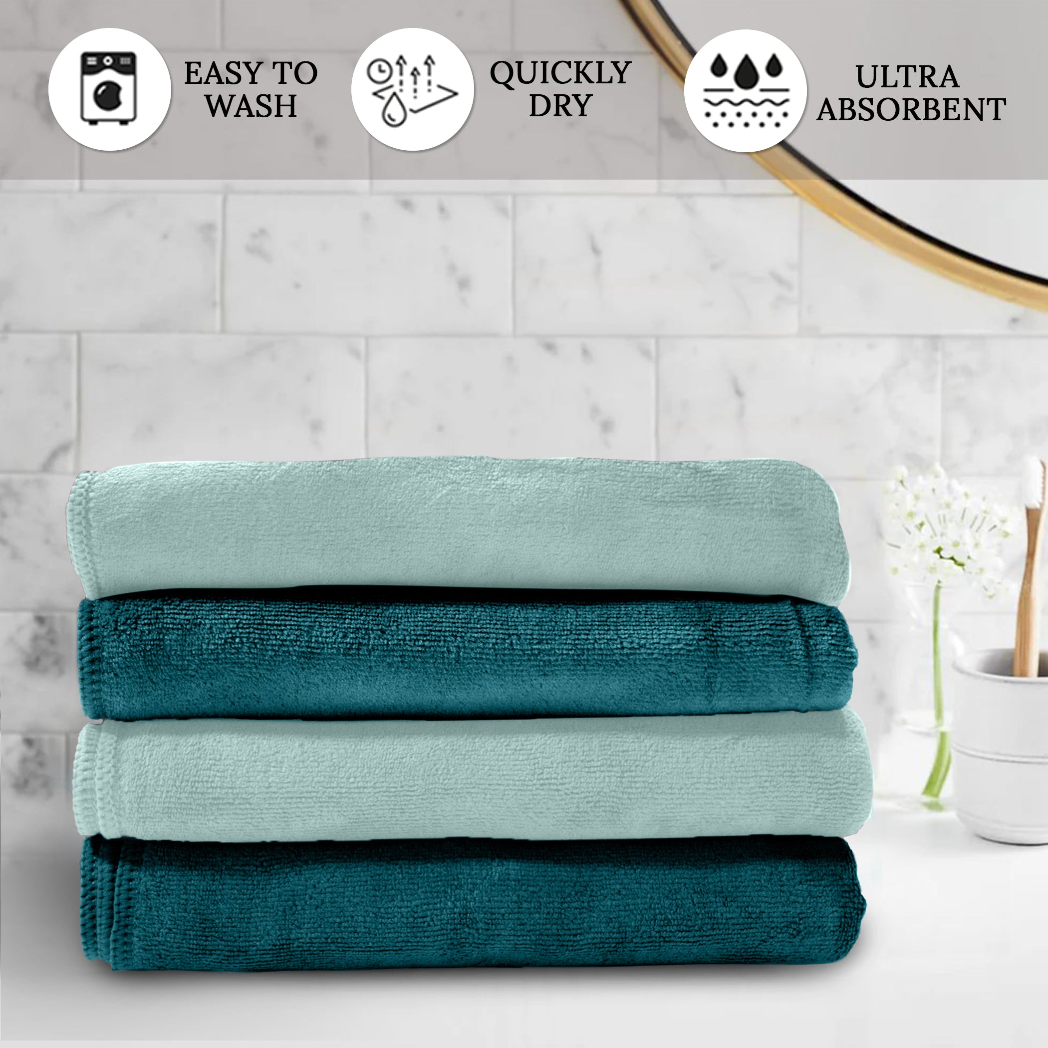 HOUSSE Microfiber Face Towel | Super Soft & Quick Absorbent |Multi Usage 30 x 30 cm, 450 GSM | for All Ages | (Set of 4,and 6)