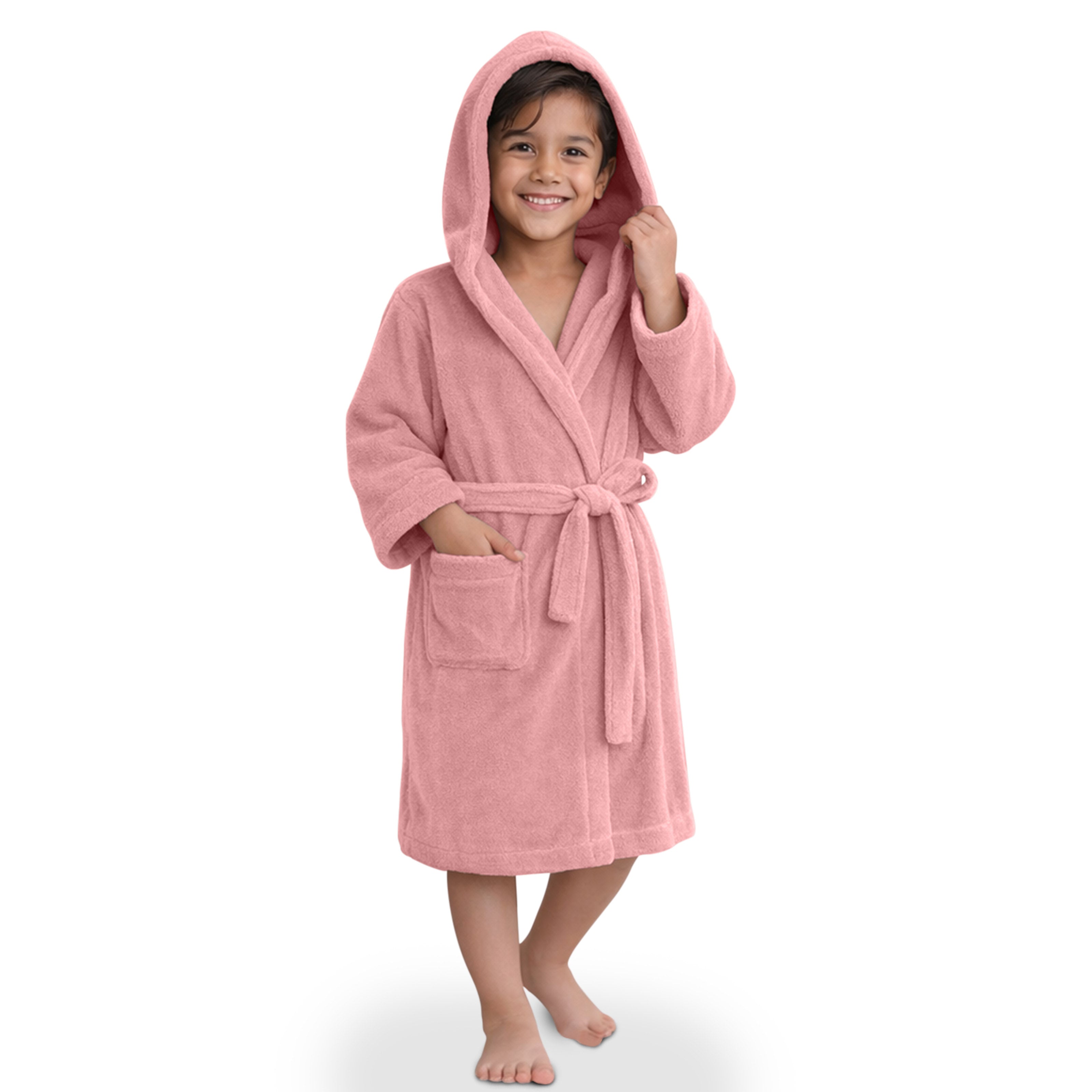 HOUSSE Bathrobe | 450 GSM Microfiber Solid Bathrobes for Kids | Solid Bathrobes, Highly Absorbent, Super Soft Bathrobe With Hoodie And Belt | Lightweight & Warm | 102 cm Long | Size-L | Pack of 1