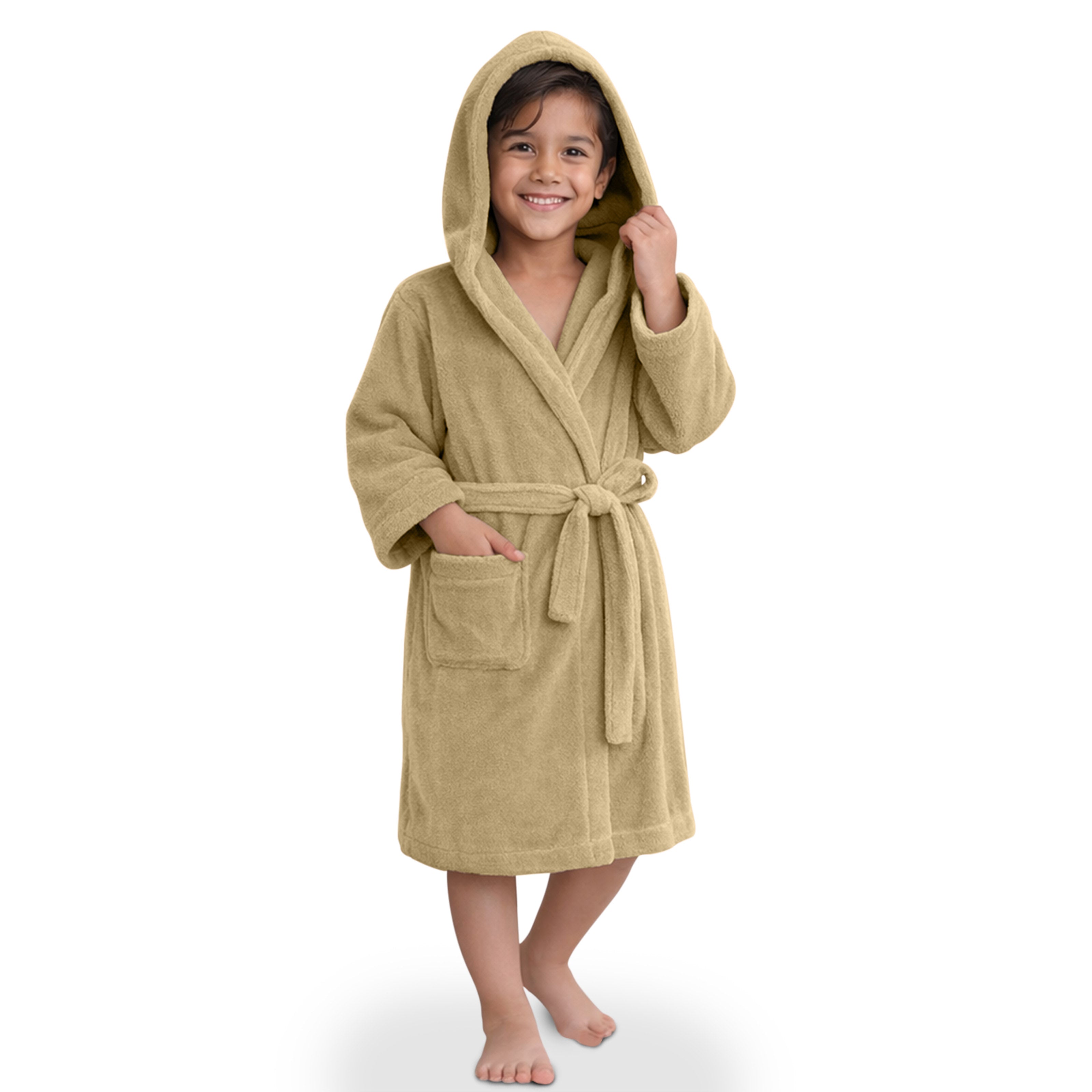 HOUSSE Bathrobe | 450 GSM Microfiber Solid Bathrobes for Kids | Solid Bathrobes, Highly Absorbent, Super Soft Bathrobe With Hoodie And Belt | Lightweight & Warm | 102 cm Long | Size-L | Pack of 1