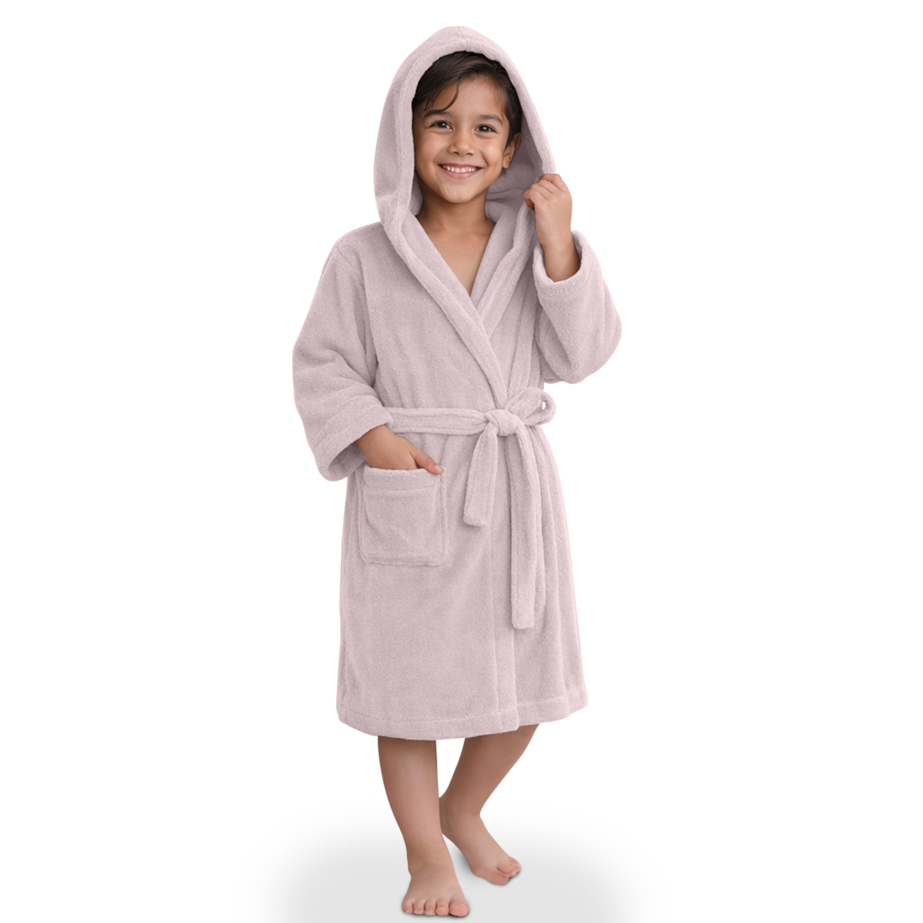 HOUSSE Bathrobe | 450 GSM Microfiber Solid Bathrobes for Kids | Solid Bathrobes, Highly Absorbent, Super Soft Bathrobe With Hoodie And Belt | Lightweight & Warm | 102 cm Long | Size-L | Pack of 1
