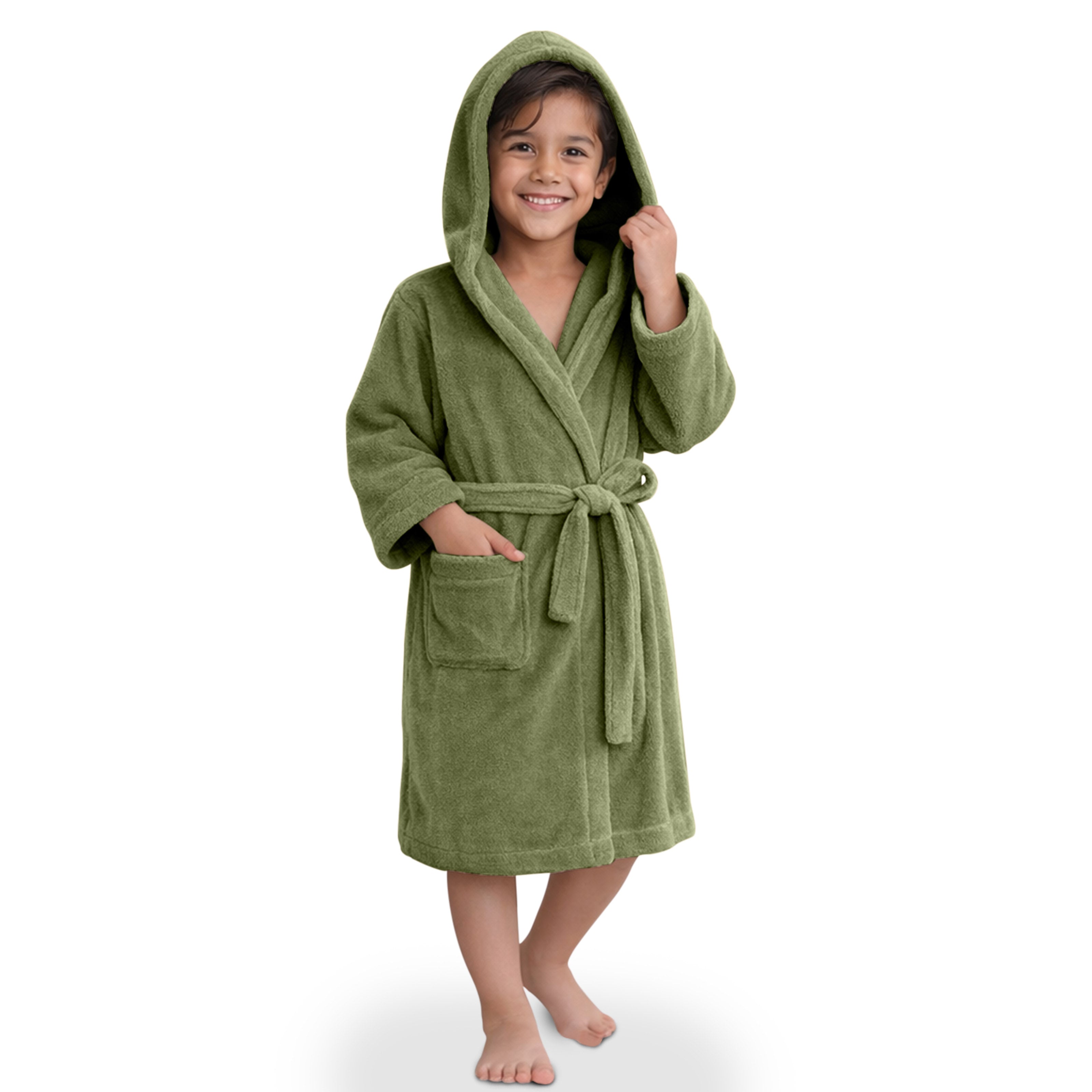 HOUSSE Bathrobe | 450 GSM Microfiber Solid Bathrobes for Kids | Solid Bathrobes, Highly Absorbent, Super Soft Bathrobe With Hoodie And Belt | Lightweight & Warm | 102 cm Long | Size-L | Pack of 1