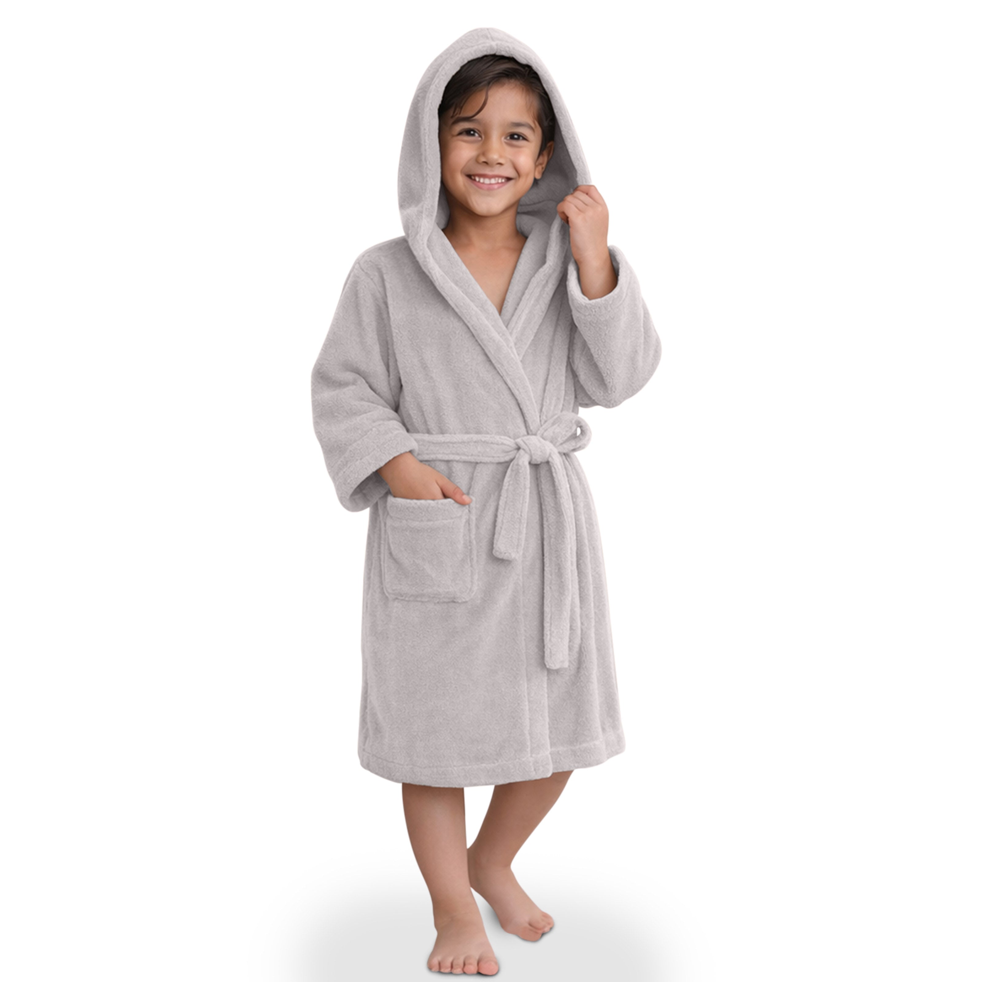 HOUSSE Bathrobe | 450 GSM Microfiber Solid Bathrobes for Kids | Solid Bathrobes, Highly Absorbent, Super Soft Bathrobe With Hoodie And Belt | Lightweight & Warm | 102 cm Long | Size-L | Pack of 1