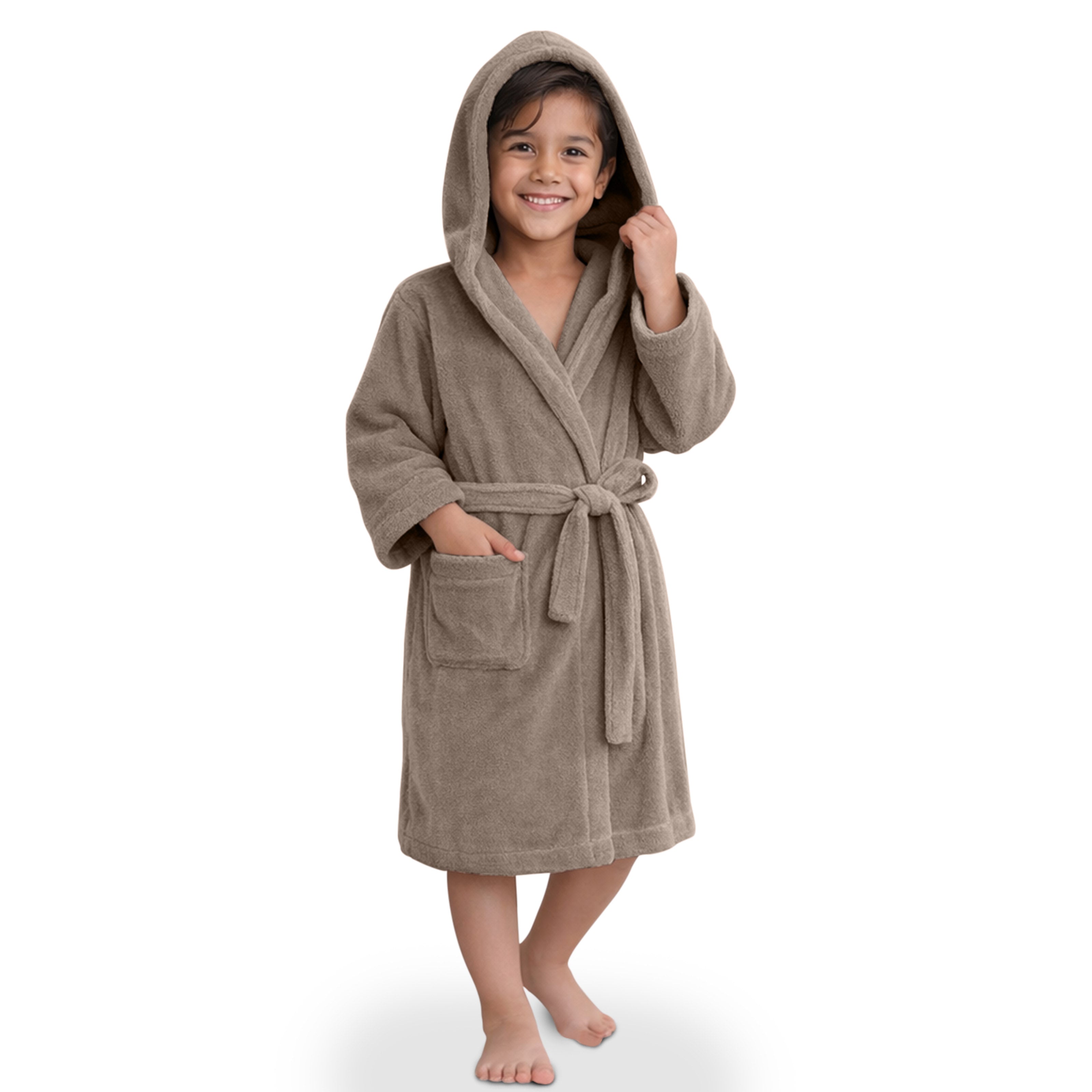 HOUSSE Bathrobe | 450 GSM Microfiber Solid Bathrobes for Kids | Solid Bathrobes, Highly Absorbent, Super Soft Bathrobe With Hoodie And Belt | Lightweight & Warm | 102 cm Long | Size-L | Pack of 1