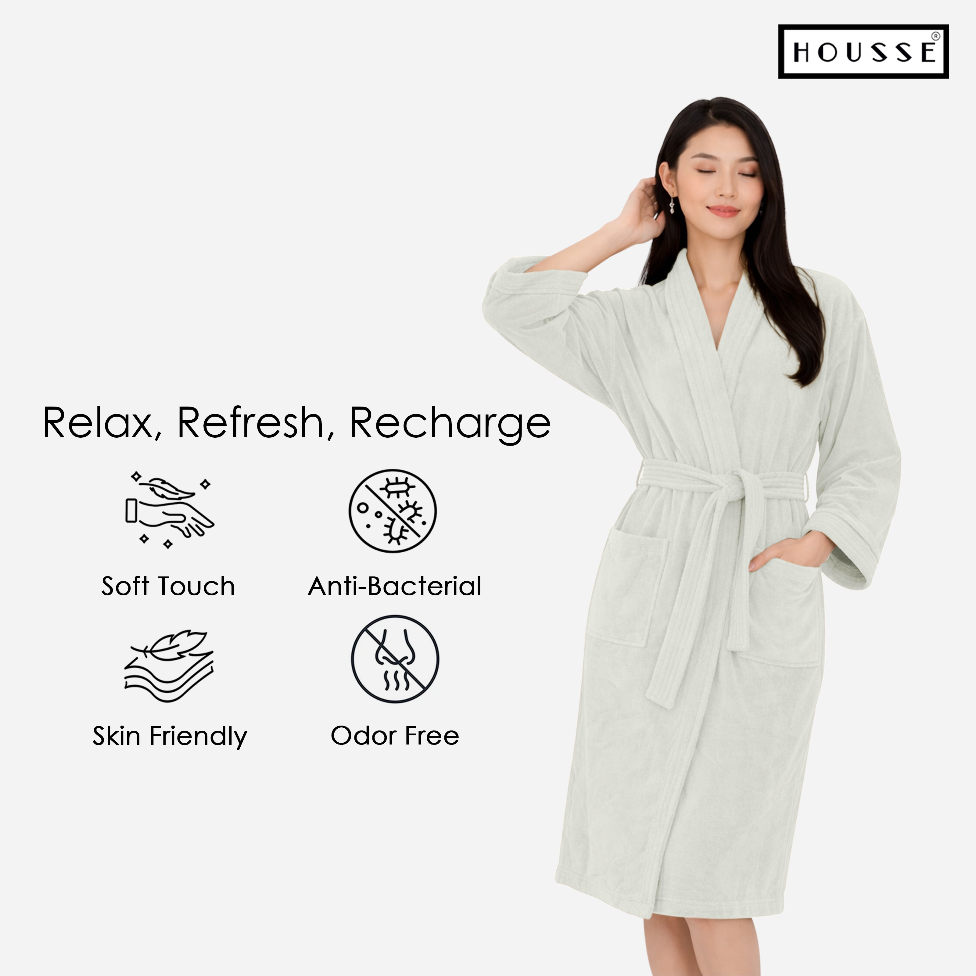 HOUSSE Microfiber Bathrobe 500 GSM | Solid Bathrobes, Highly Absorbent, Quick-Dry And Soft Bathrobe