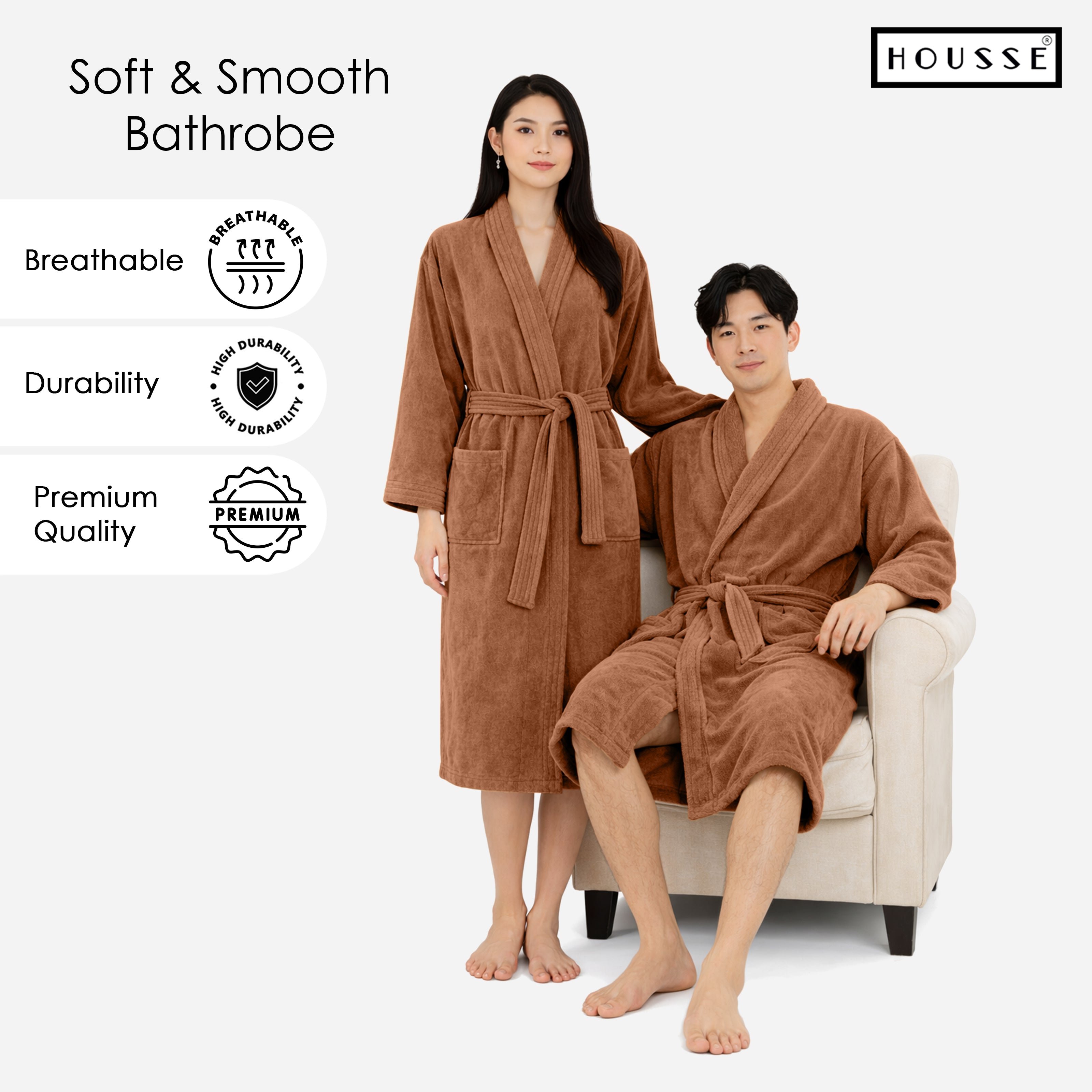 HOUSSE Microfiber Bathrobe 500 GSM | Solid Bathrobes, Highly Absorbent, Quick-Dry And Soft Bathrobe