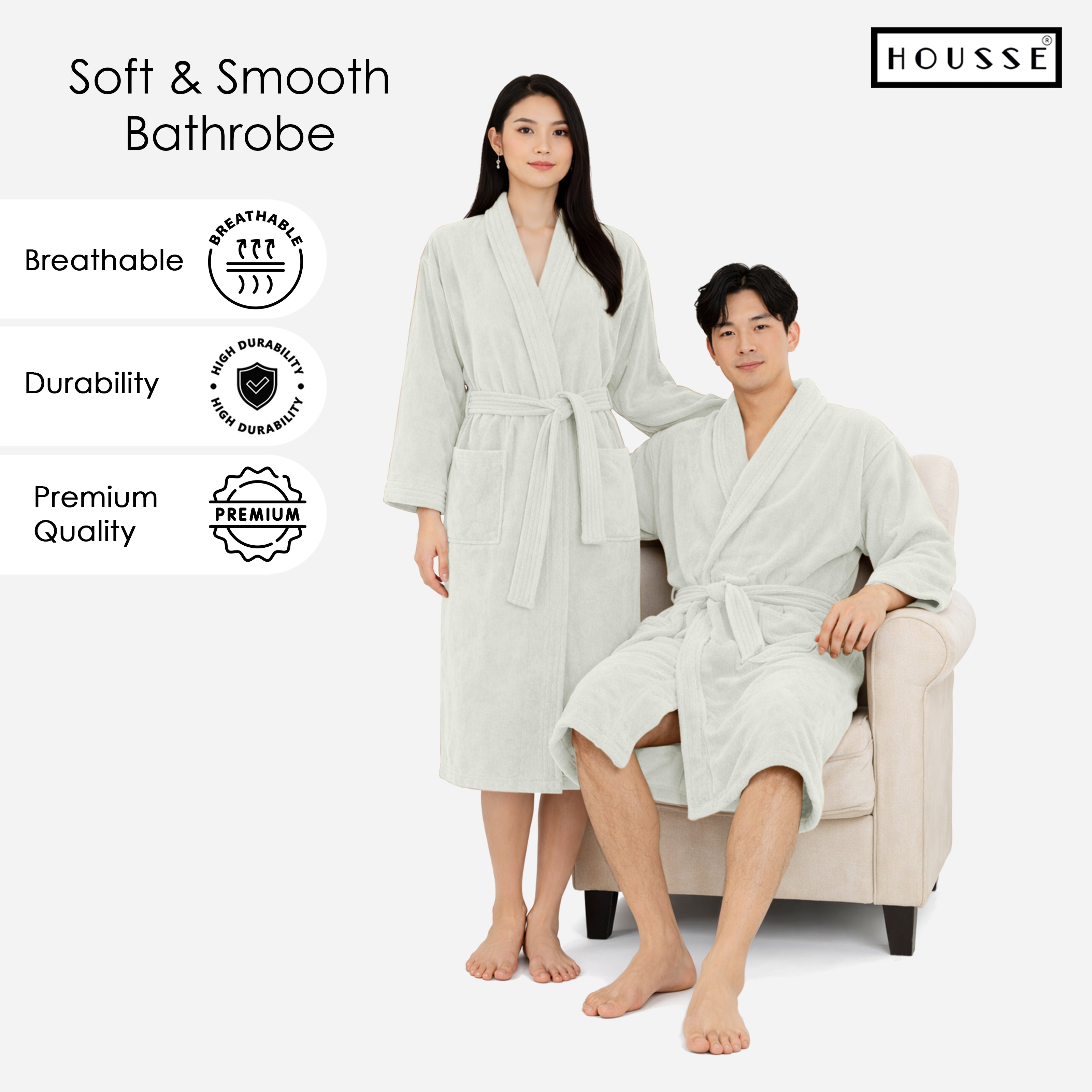 HOUSSE Microfiber Bathrobe 500 GSM | Solid Bathrobes, Highly Absorbent, Quick-Dry And Soft Bathrobe