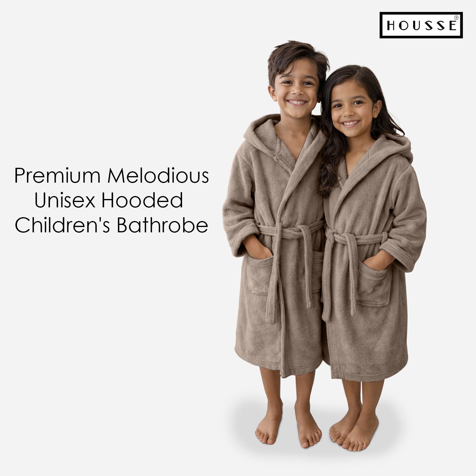 HOUSSE Bathrobe | 450 GSM Microfiber Solid Bathrobes for Kids | Solid Bathrobes, Highly Absorbent, Super Soft Bathrobe With Hoodie And Belt | Lightweight & Warm | 102 cm Long | Size-L | Pack of 1