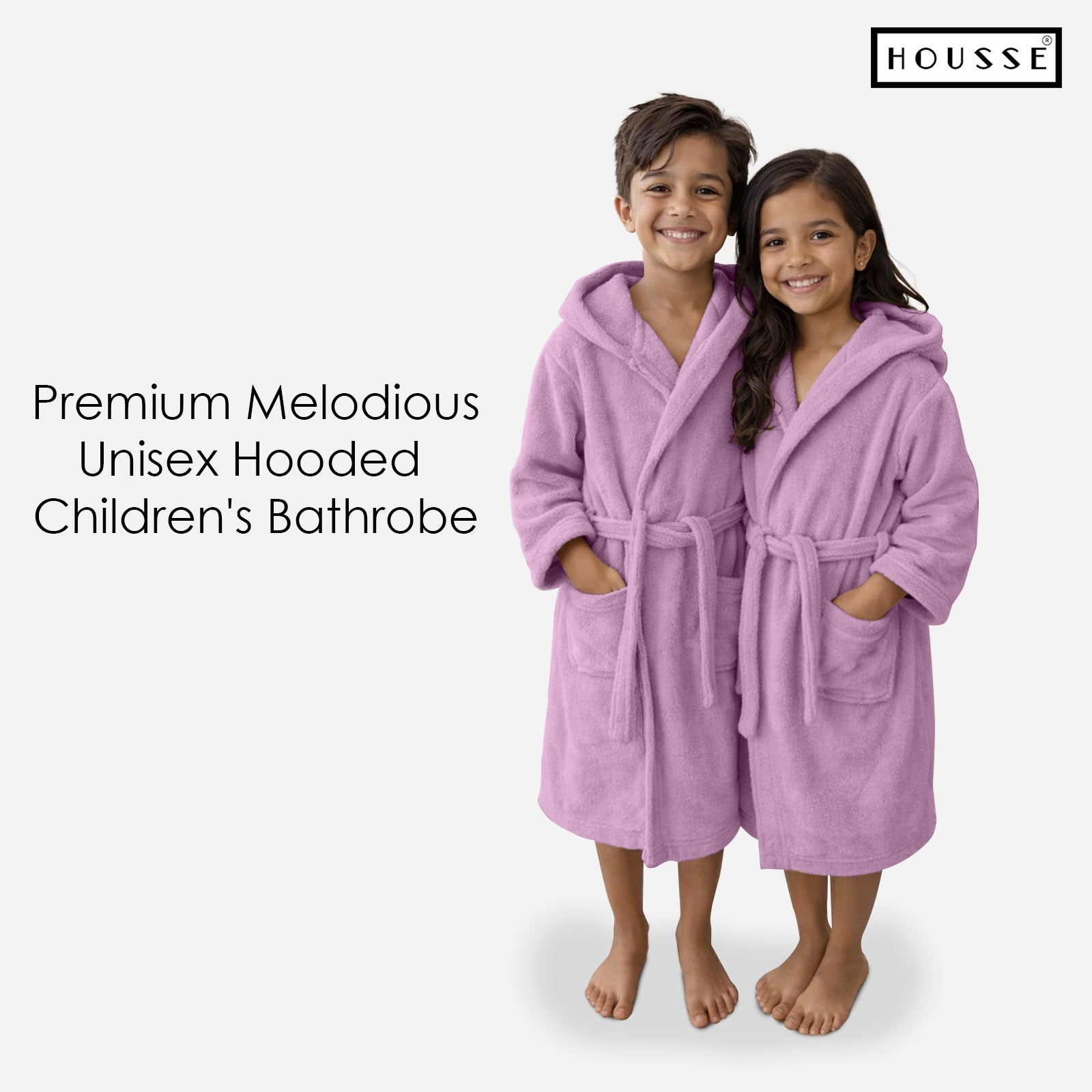 HOUSSE Bathrobe | 450 GSM Microfiber Solid Bathrobes for Kids | Solid Bathrobes, Highly Absorbent, Super Soft Bathrobe With Hoodie And Belt | Lightweight & Warm | 102 cm Long | Size-L | Pack of 1