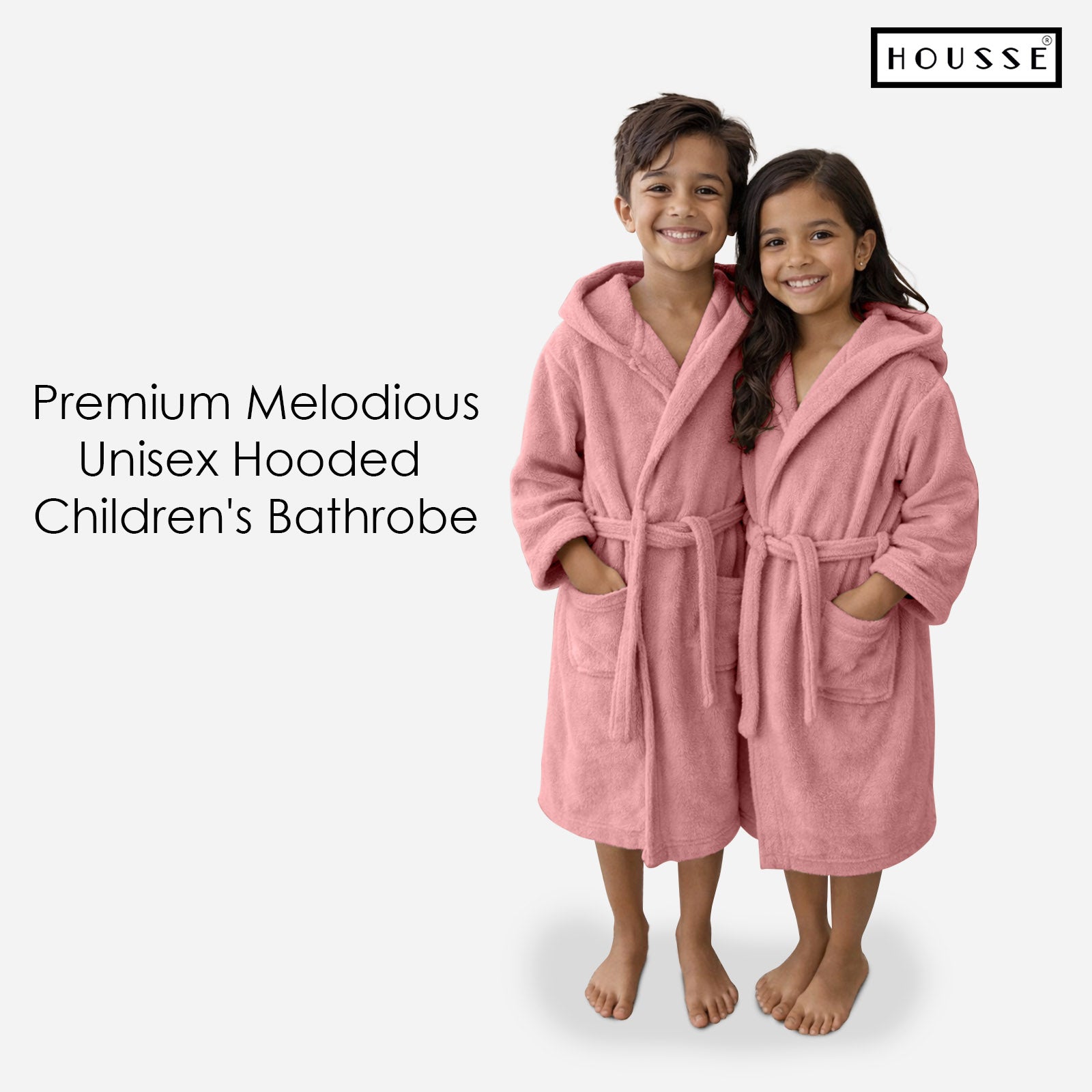 HOUSSE Bathrobe | 450 GSM Microfiber Solid Bathrobes for Kids | Solid Bathrobes, Highly Absorbent, Super Soft Bathrobe With Hoodie And Belt | Lightweight & Warm | 102 cm Long | Size-L | Pack of 1