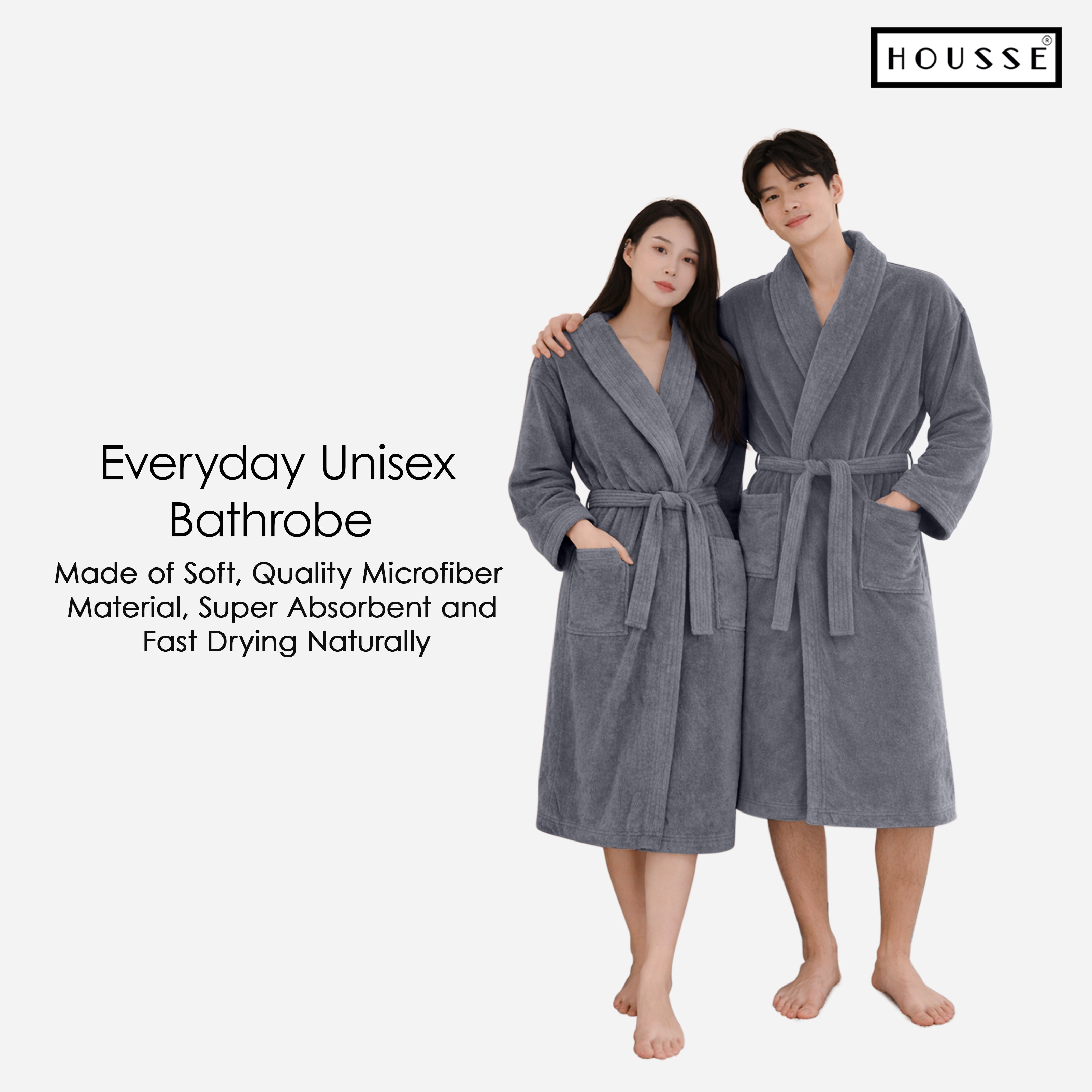 HOUSSE Microfiber Bathrobe 500 GSM | Solid Bathrobes, Highly Absorbent, Quick-Dry And Soft Bathrobe