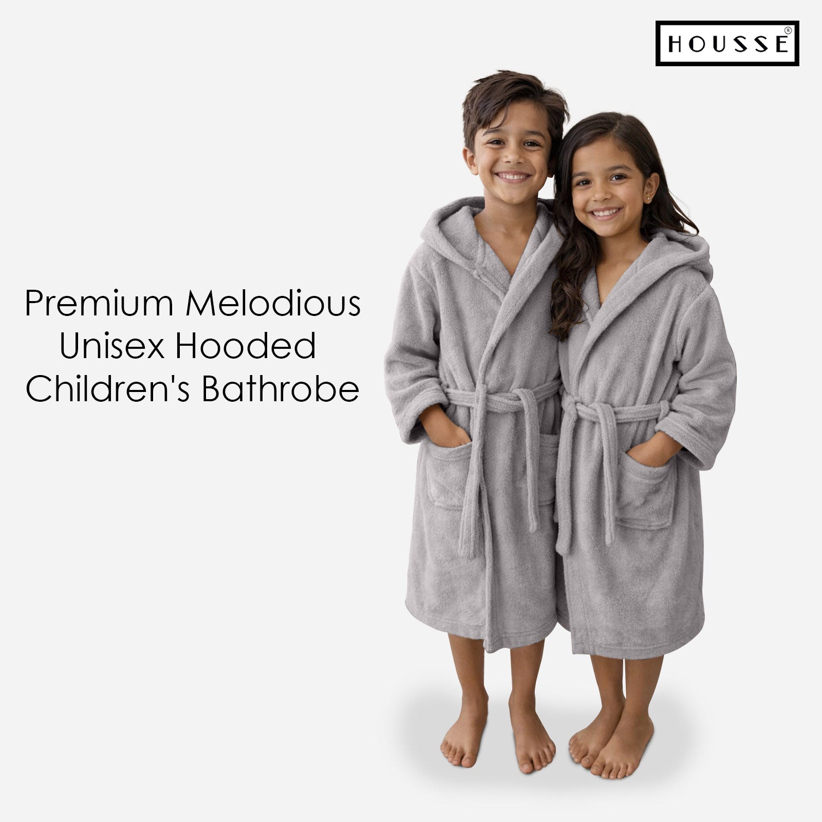 HOUSSE Bathrobe | 450 GSM Microfiber Solid Bathrobes for Kids | Solid Bathrobes, Highly Absorbent, Super Soft Bathrobe With Hoodie And Belt | Lightweight & Warm | 102 cm Long | Size-L | Pack of 1