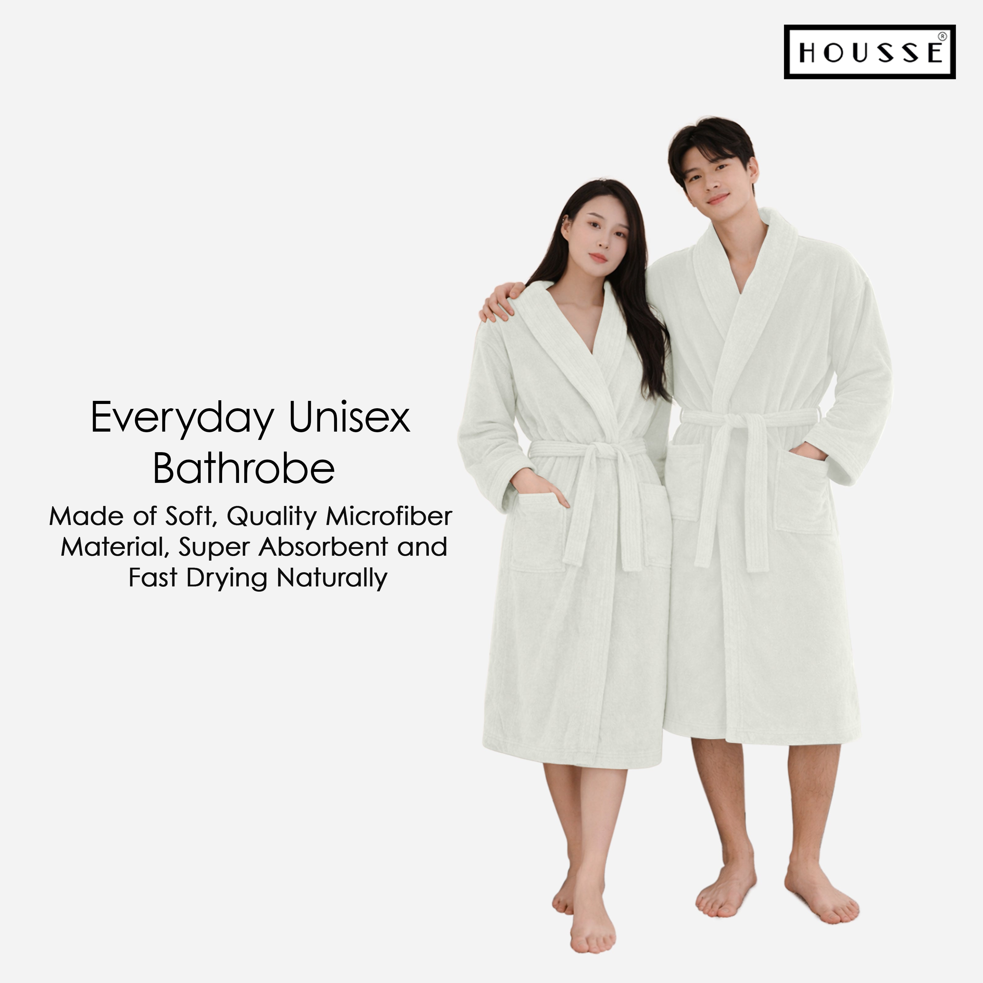 HOUSSE Microfiber Bathrobe 500 GSM | Solid Bathrobes, Highly Absorbent, Quick-Dry And Soft Bathrobe