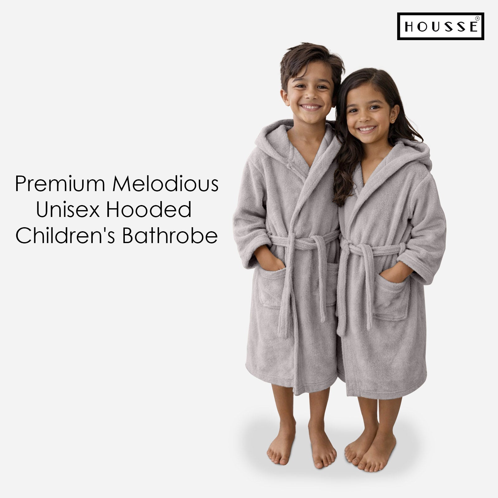 HOUSSE Bathrobe | 450 GSM Microfiber Solid Bathrobes for Kids | Solid Bathrobes, Highly Absorbent, Super Soft Bathrobe With Hoodie And Belt | Lightweight & Warm | 102 cm Long | Size-L | Pack of 1