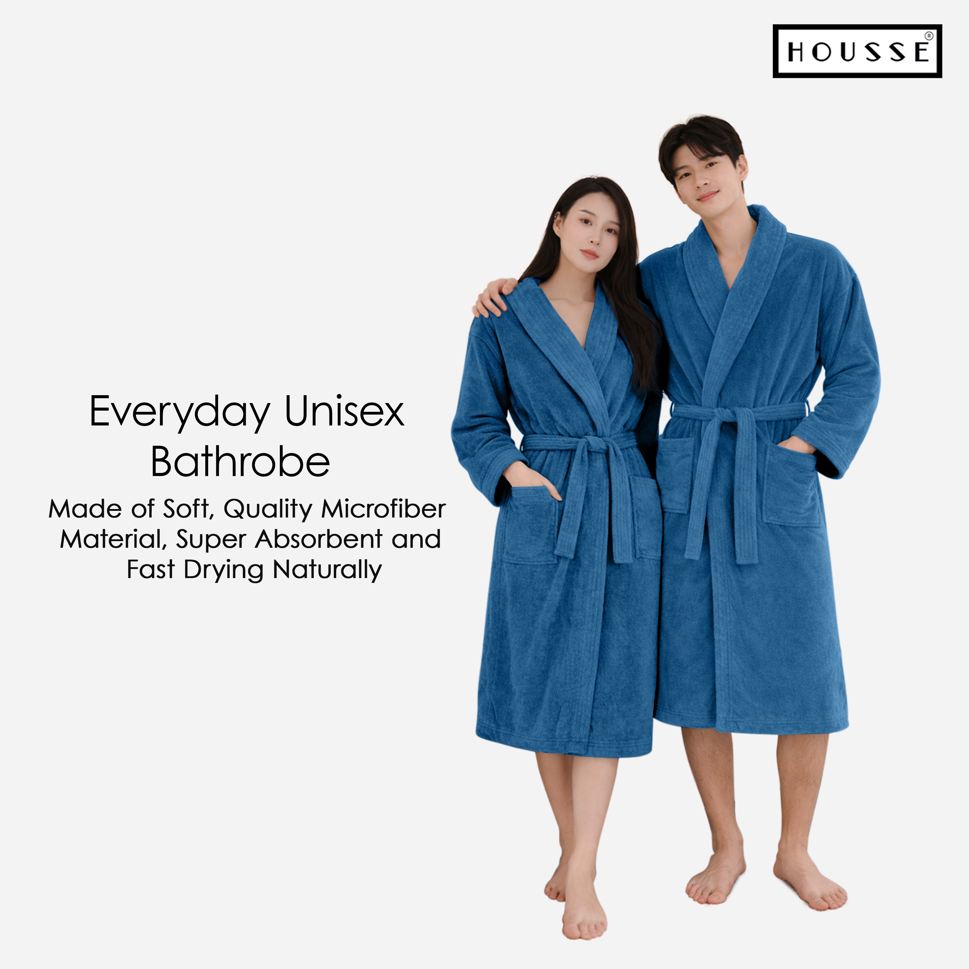 HOUSSE Microfiber Bathrobe 500 GSM | Solid Bathrobes, Highly Absorbent, Quick-Dry And Soft Bathrobe