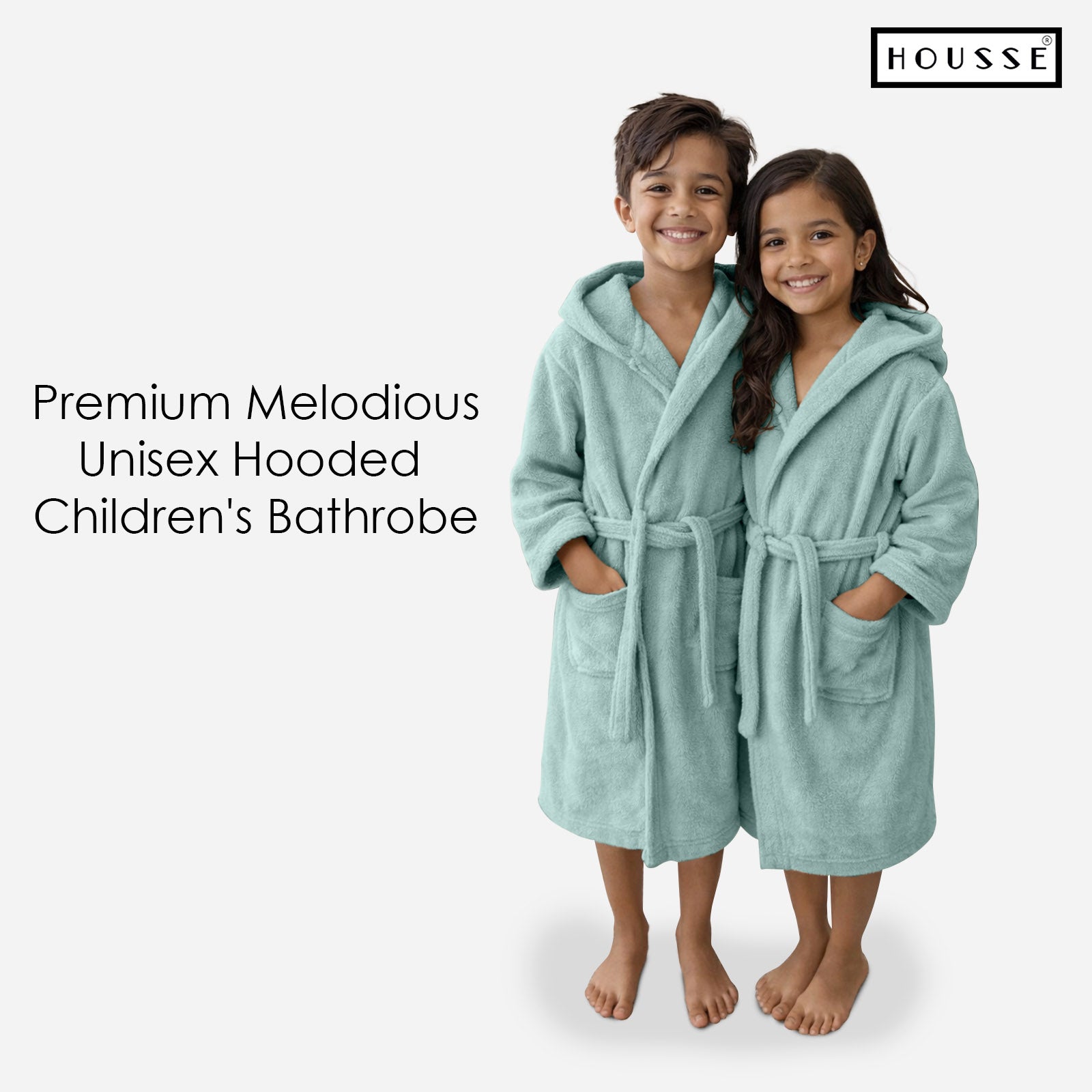 HOUSSE Bathrobe | 450 GSM Microfiber Solid Bathrobes for Kids | Solid Bathrobes, Highly Absorbent, Super Soft Bathrobe With Hoodie And Belt | Lightweight & Warm | 102 cm Long | Size-L | Pack of 1