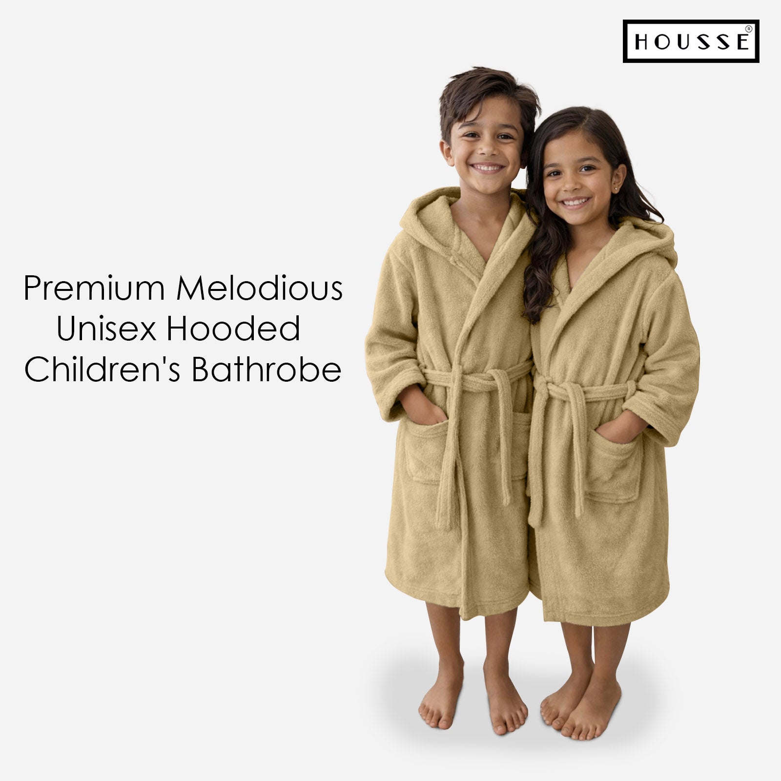 HOUSSE Bathrobe | 450 GSM Microfiber Solid Bathrobes for Kids | Solid Bathrobes, Highly Absorbent, Super Soft Bathrobe With Hoodie And Belt | Lightweight & Warm | 102 cm Long | Size-L | Pack of 1