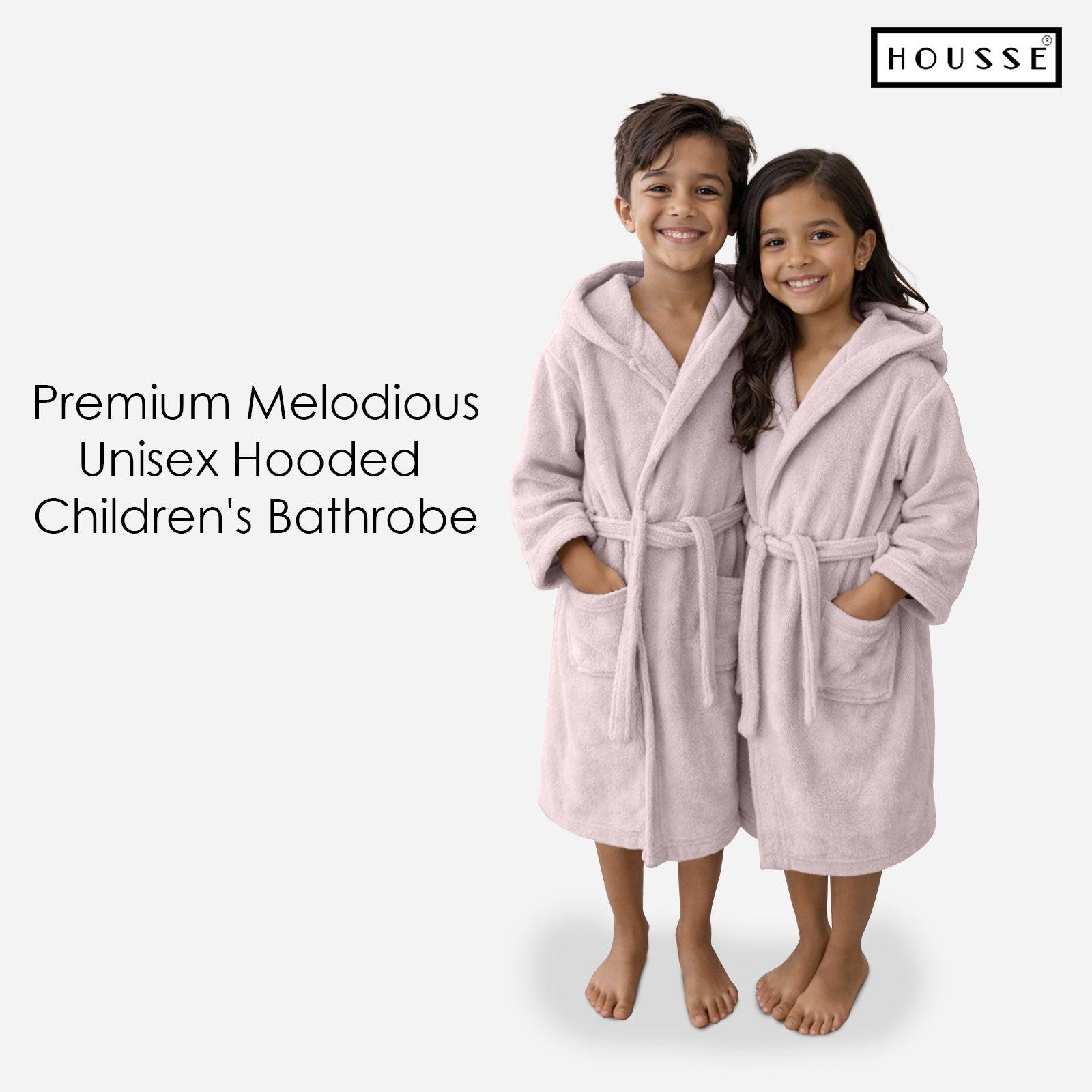 HOUSSE Bathrobe | 450 GSM Microfiber Solid Bathrobes for Kids | Solid Bathrobes, Highly Absorbent, Super Soft Bathrobe With Hoodie And Belt | Lightweight & Warm | 102 cm Long | Size-L | Pack of 1