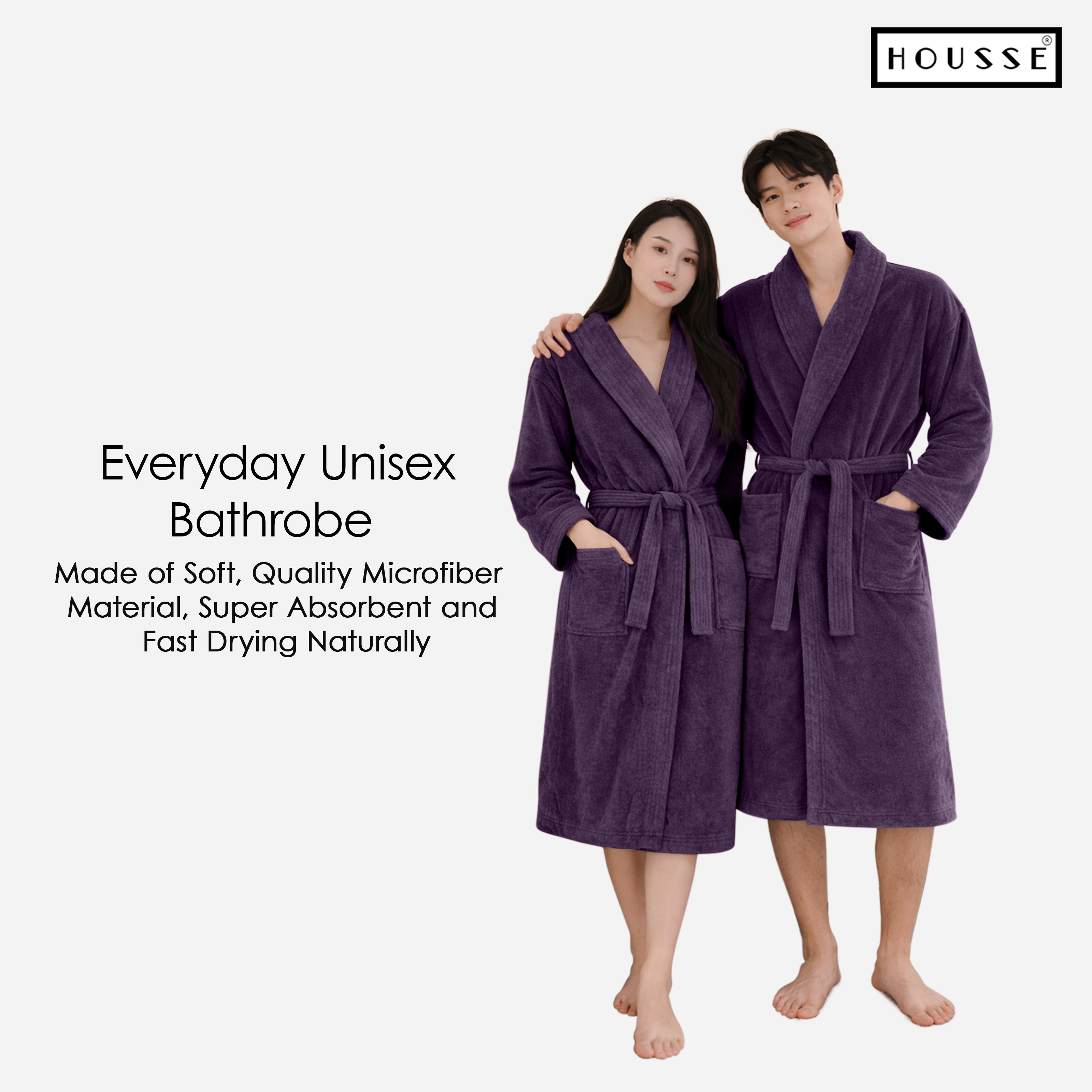 HOUSSE Microfiber Bathrobe 500 GSM | Solid Bathrobes, Highly Absorbent, Quick-Dry And Soft Bathrobe