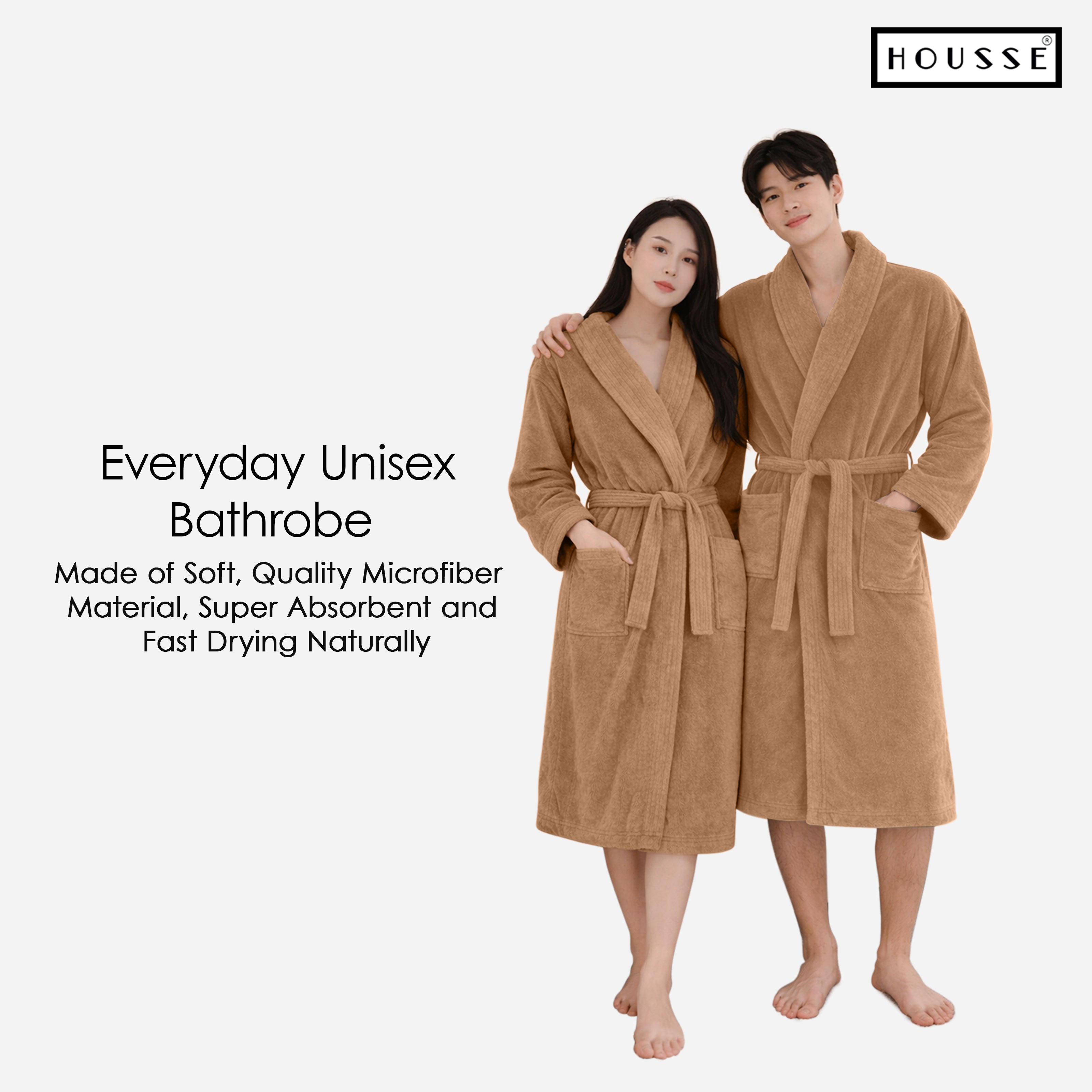 HOUSSE Microfiber Bathrobe 500 GSM | Solid Bathrobes, Highly Absorbent, Quick-Dry And Soft Bathrobe
