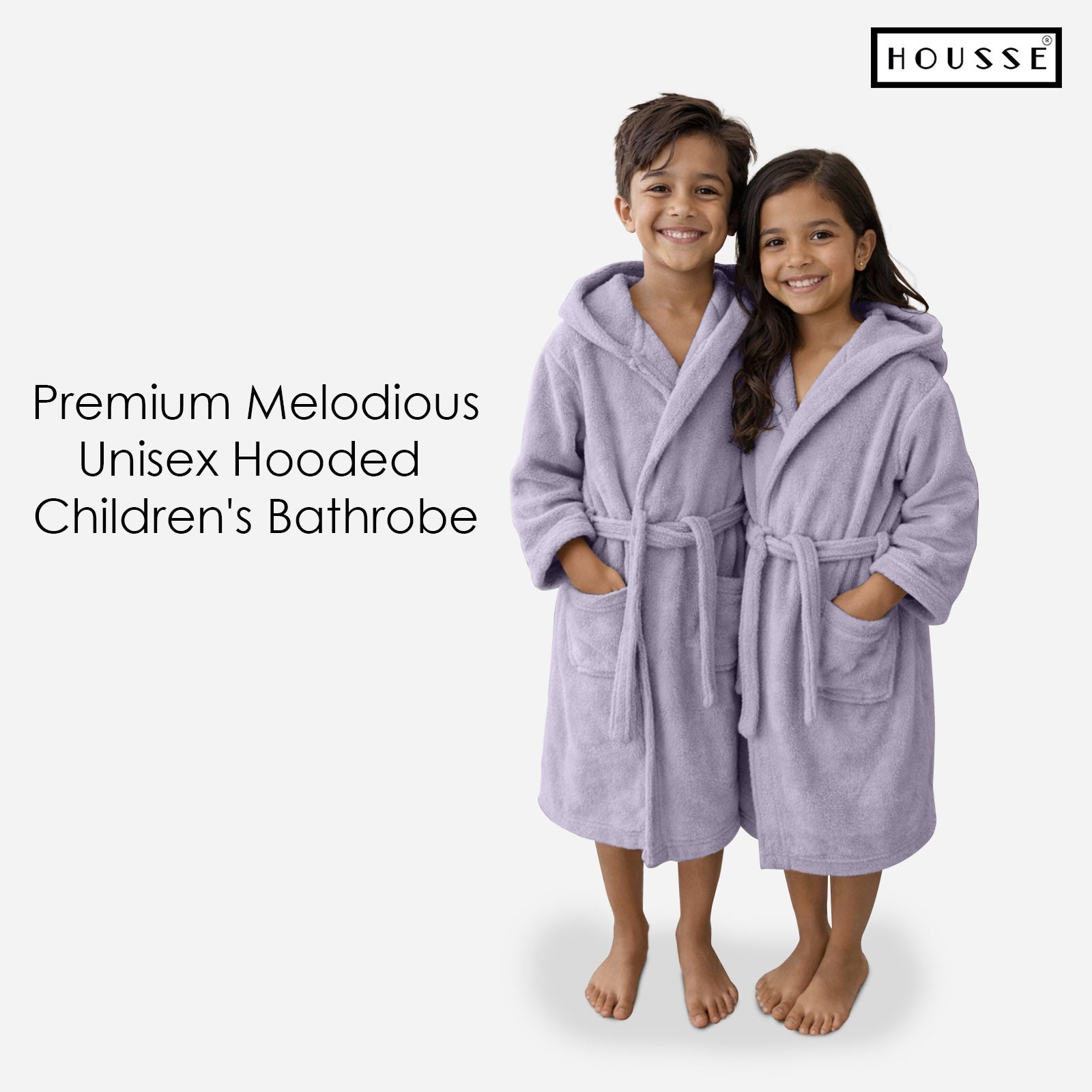 HOUSSE Bathrobe | 450 GSM Microfiber Solid Bathrobes for Kids | Solid Bathrobes, Highly Absorbent, Super Soft Bathrobe With Hoodie And Belt | Lightweight & Warm | 102 cm Long | Size-L | Pack of 1