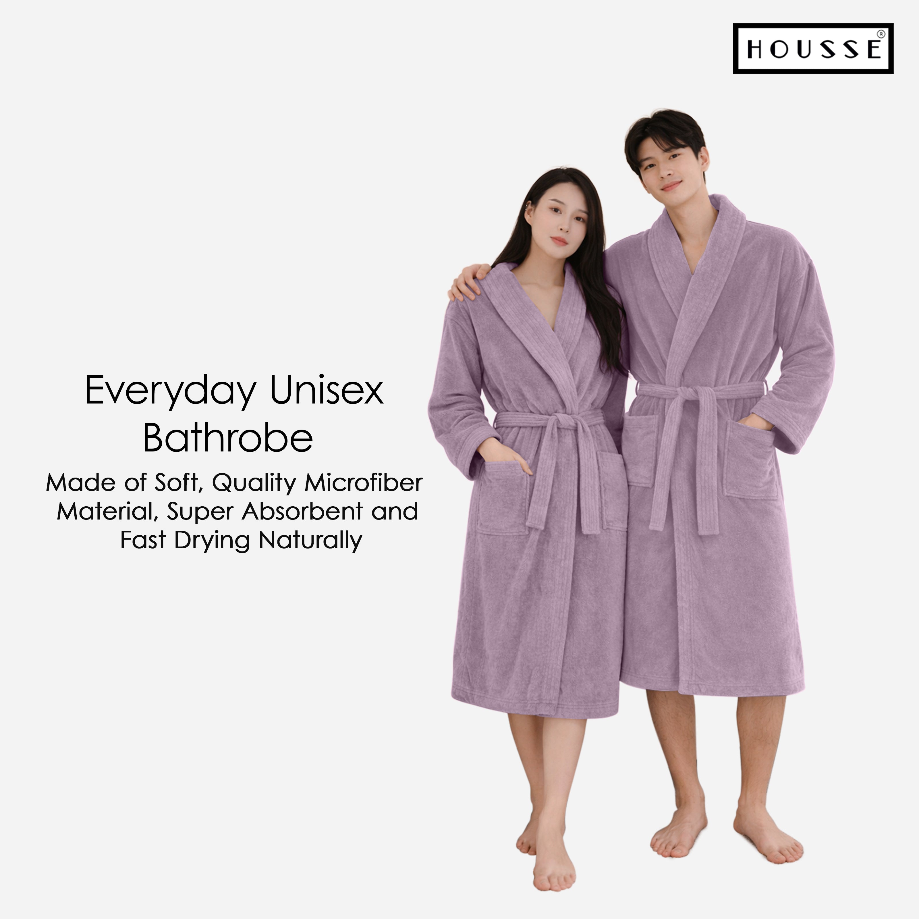 HOUSSE Microfiber Bathrobe 500 GSM | Solid Bathrobes, Highly Absorbent, Quick-Dry And Soft Bathrobe