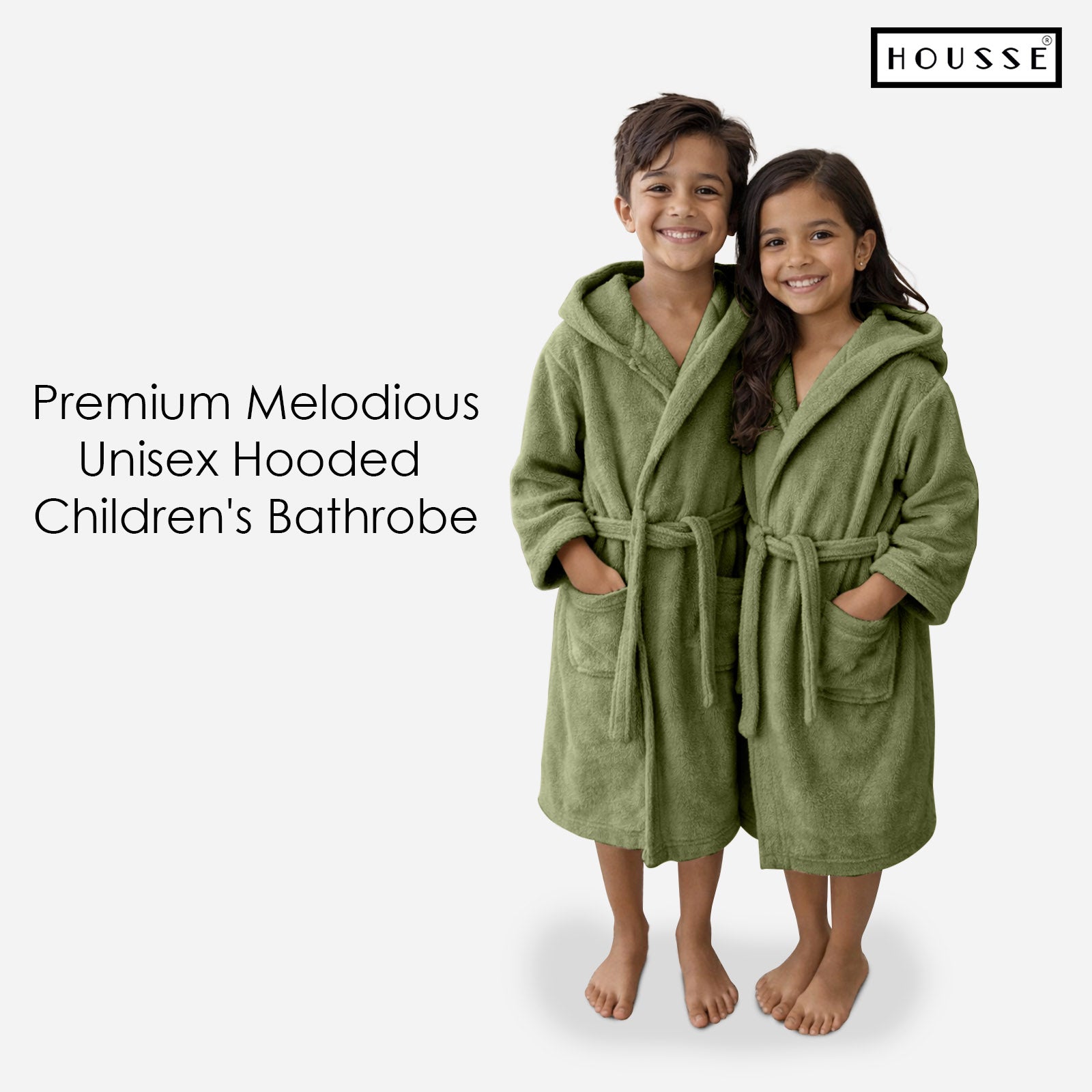 HOUSSE Bathrobe | 450 GSM Microfiber Solid Bathrobes for Kids | Solid Bathrobes, Highly Absorbent, Super Soft Bathrobe With Hoodie And Belt | Lightweight & Warm | 102 cm Long | Size-L | Pack of 1