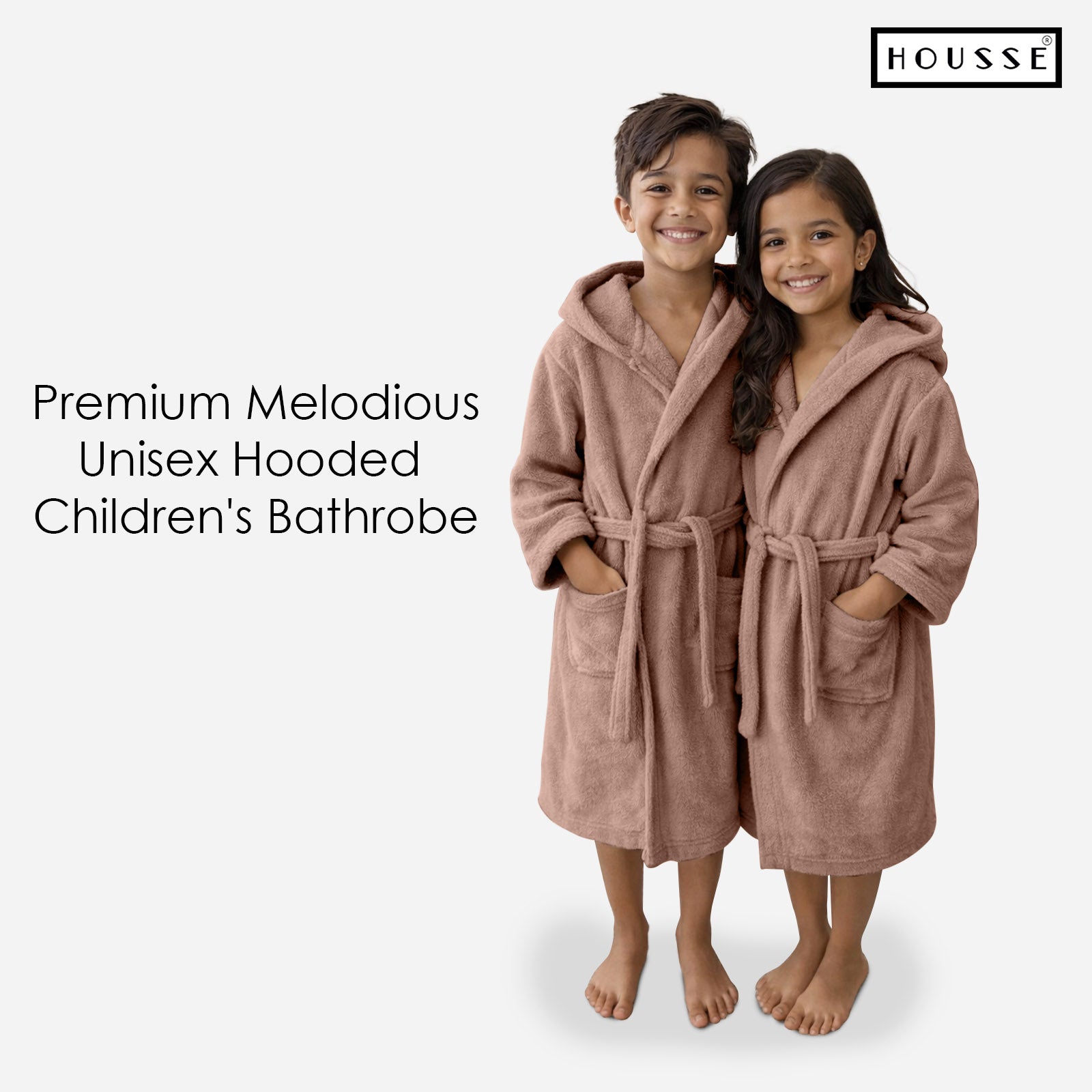 HOUSSE Bathrobe | 450 GSM Microfiber Solid Bathrobes for Kids | Solid Bathrobes, Highly Absorbent, Super Soft Bathrobe With Hoodie And Belt | Lightweight & Warm | 102 cm Long | Size-L | Pack of 1
