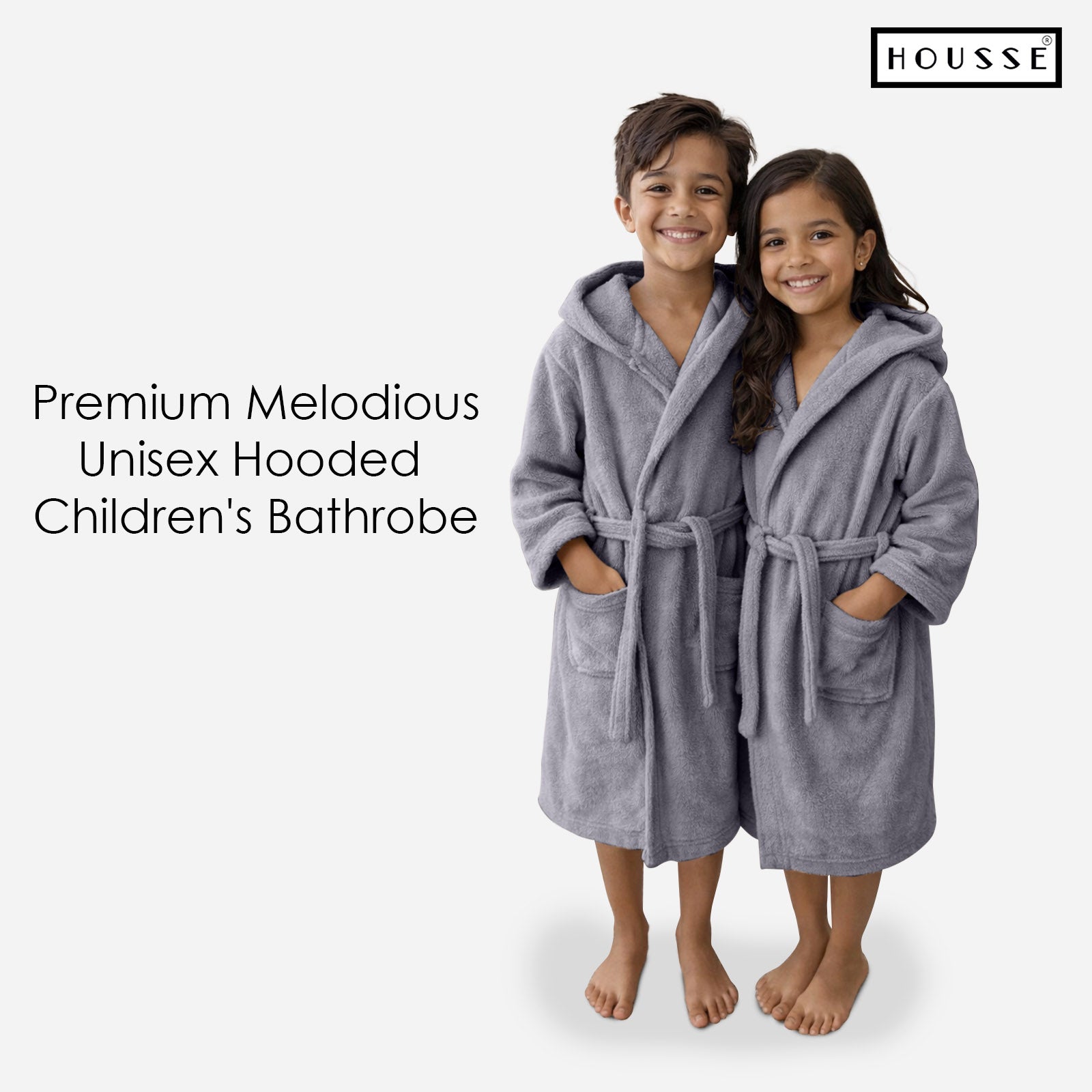 HOUSSE Bathrobe | 450 GSM Microfiber Solid Bathrobes for Kids | Solid Bathrobes, Highly Absorbent, Super Soft Bathrobe With Hoodie And Belt | Lightweight & Warm | 102 cm Long | Size-L | Pack of 1