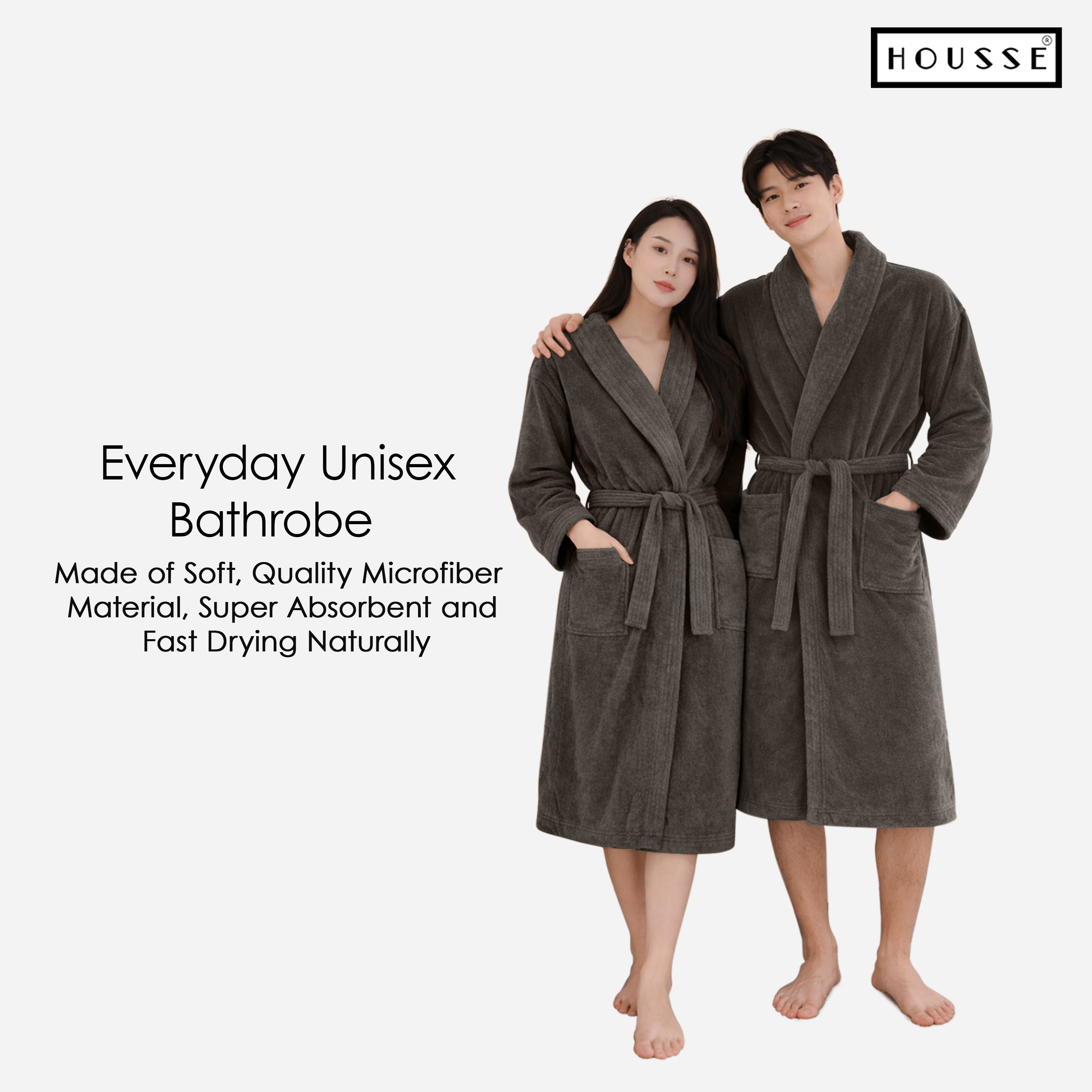 HOUSSE Microfiber Bathrobe 500 GSM | Solid Bathrobes, Highly Absorbent, Quick-Dry And Soft Bathrobe