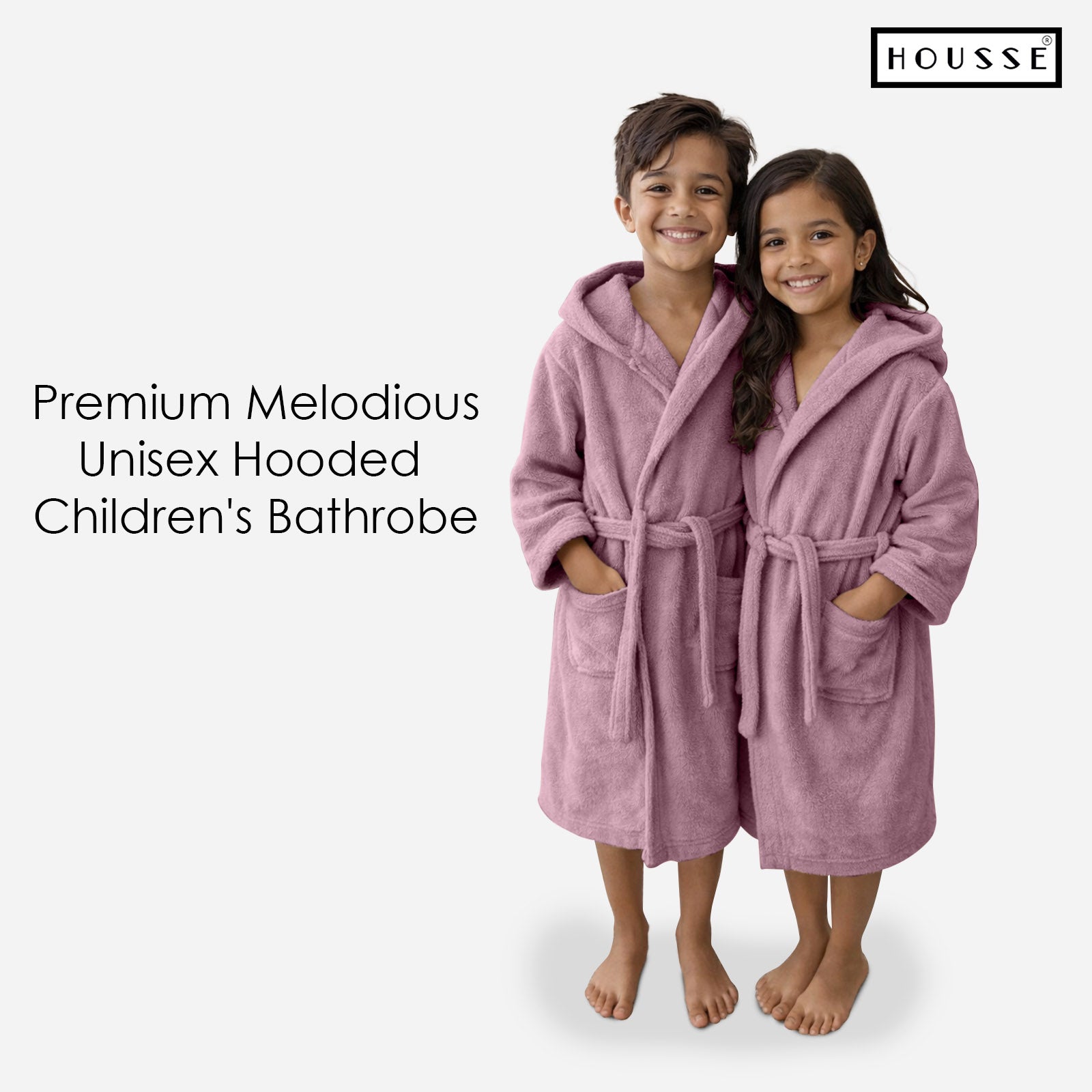 HOUSSE Bathrobe | 450 GSM Microfiber Solid Bathrobes for Kids | Solid Bathrobes, Highly Absorbent, Super Soft Bathrobe With Hoodie And Belt | Lightweight & Warm | 102 cm Long | Size-L | Pack of 1