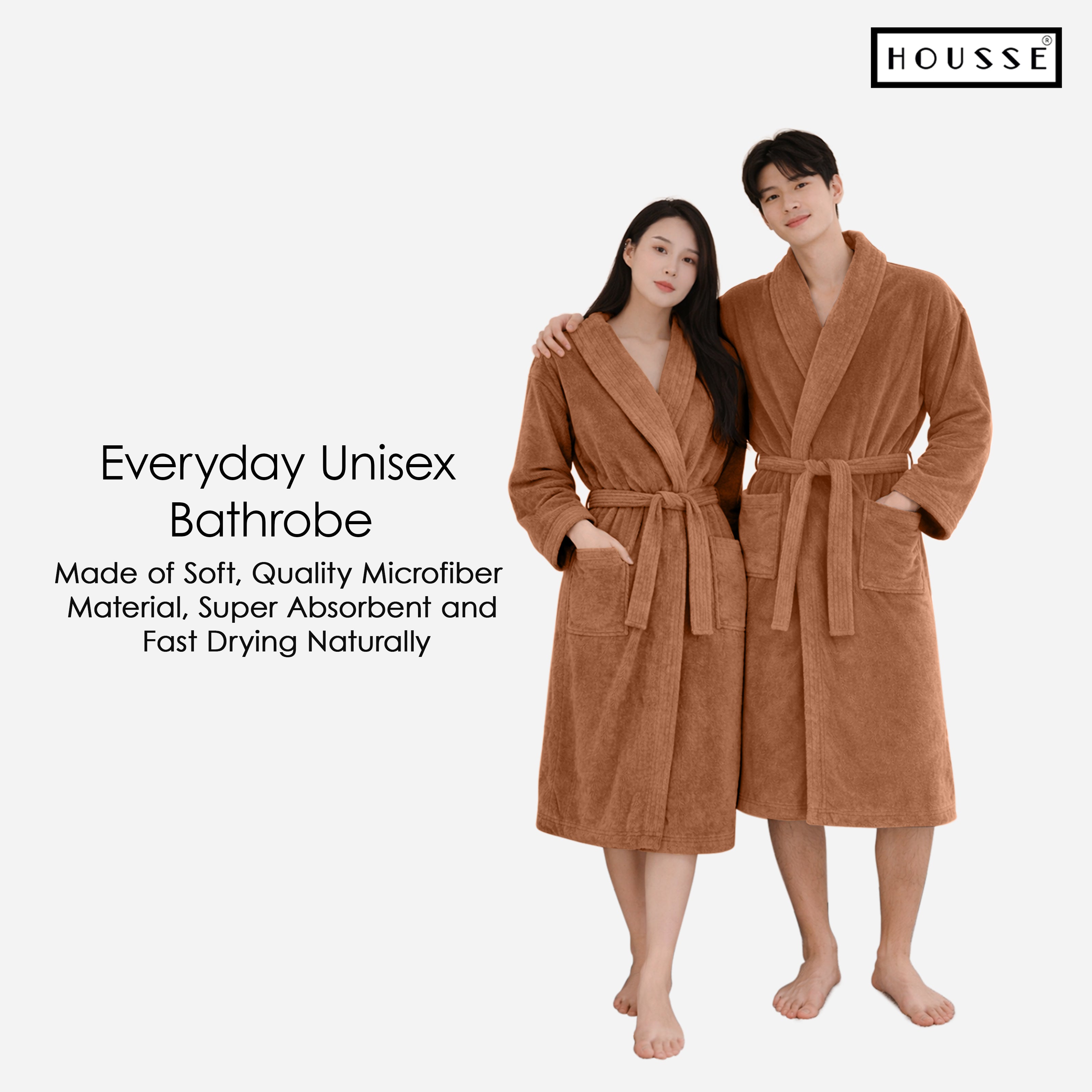 HOUSSE Microfiber Bathrobe 500 GSM | Solid Bathrobes, Highly Absorbent, Quick-Dry And Soft Bathrobe
