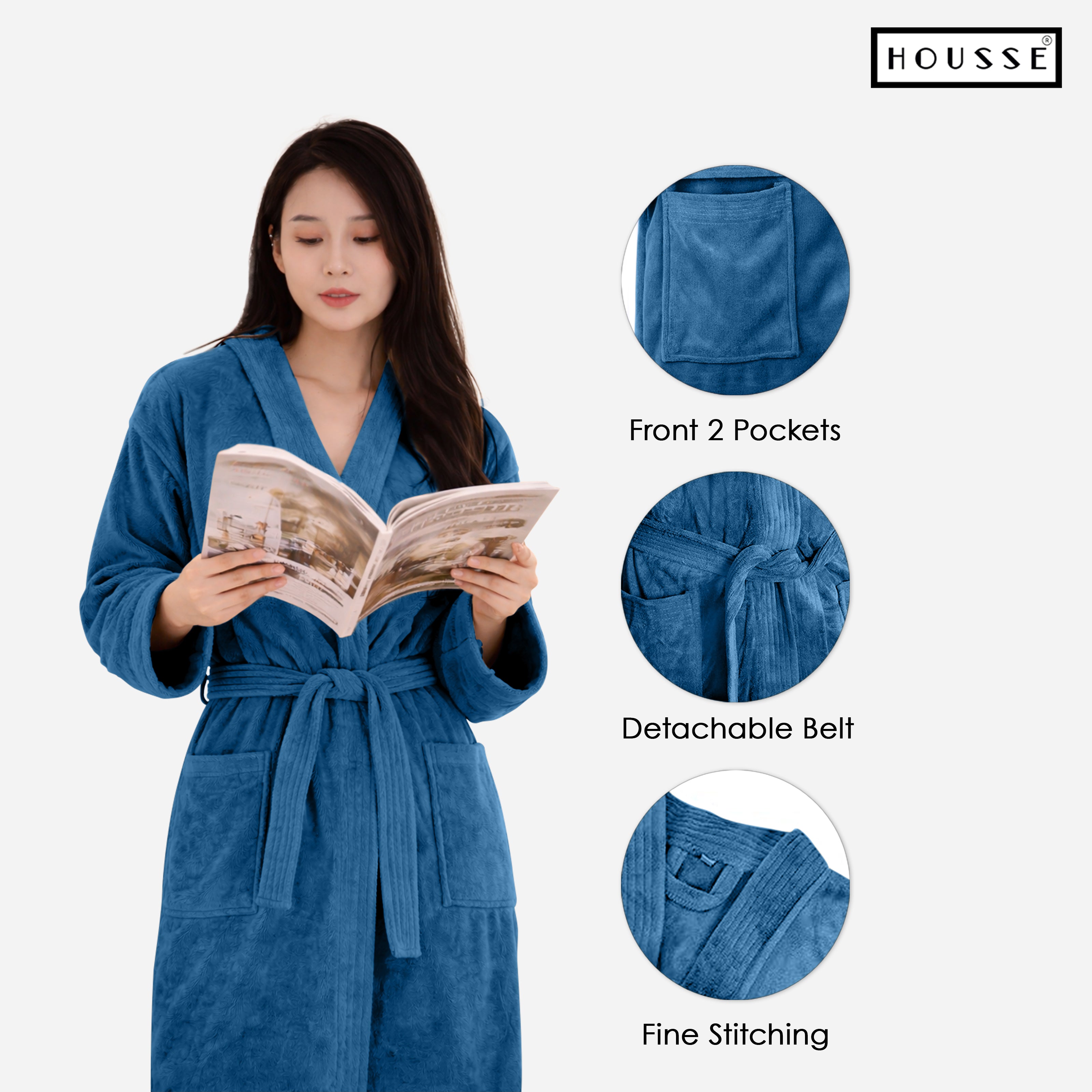 HOUSSE Microfiber Bathrobe 500 GSM | Solid Bathrobes, Highly Absorbent, Quick-Dry And Soft Bathrobe