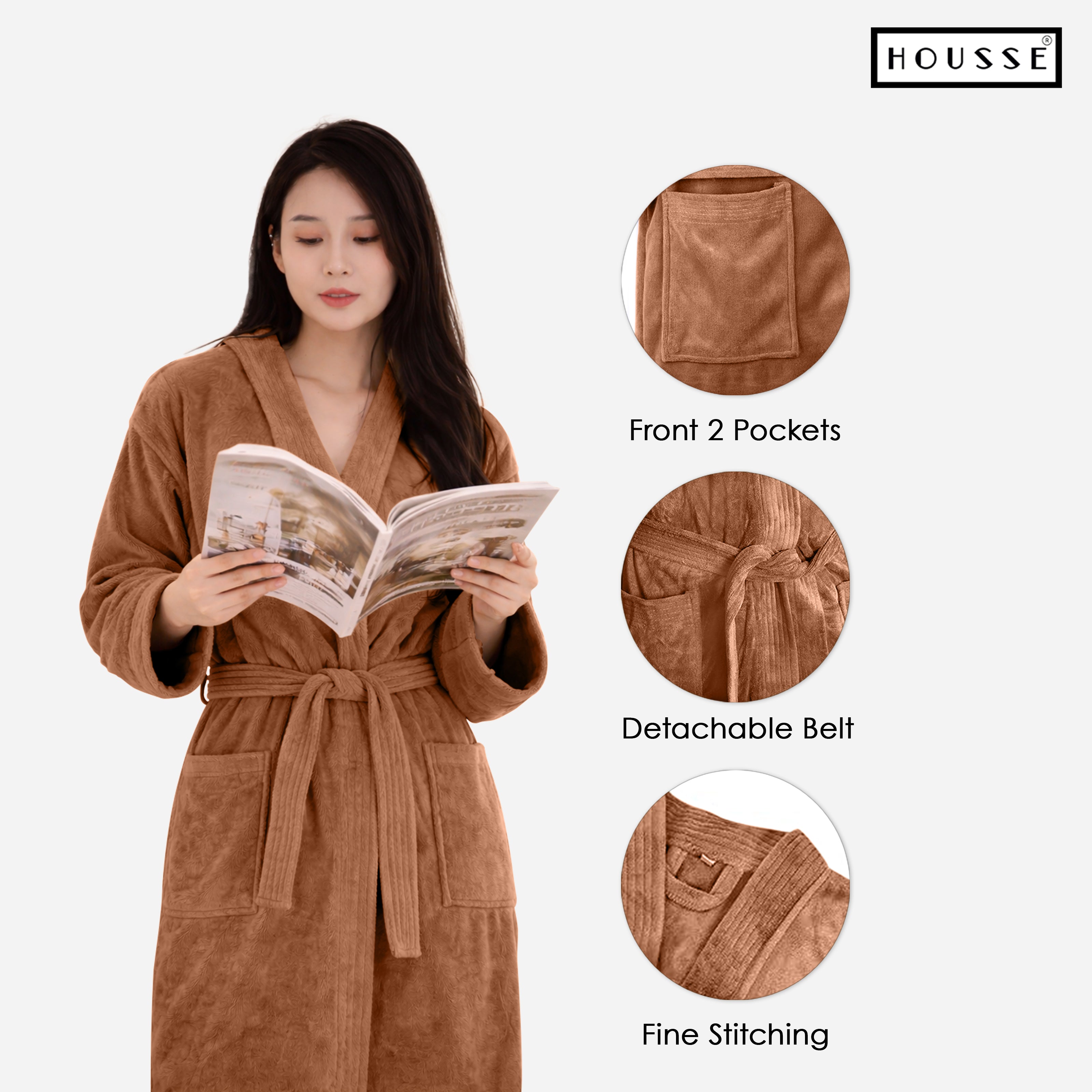 HOUSSE Microfiber Bathrobe 500 GSM | Solid Bathrobes, Highly Absorbent, Quick-Dry And Soft Bathrobe