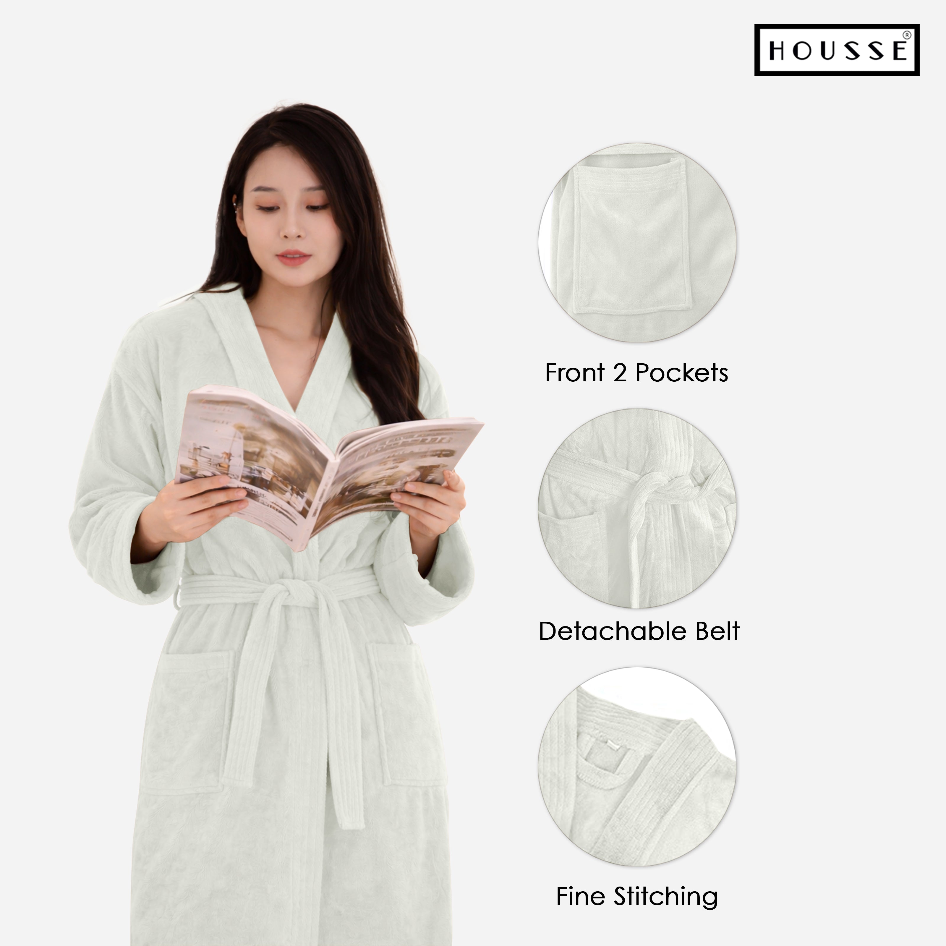 HOUSSE Microfiber Bathrobe 500 GSM | Solid Bathrobes, Highly Absorbent, Quick-Dry And Soft Bathrobe
