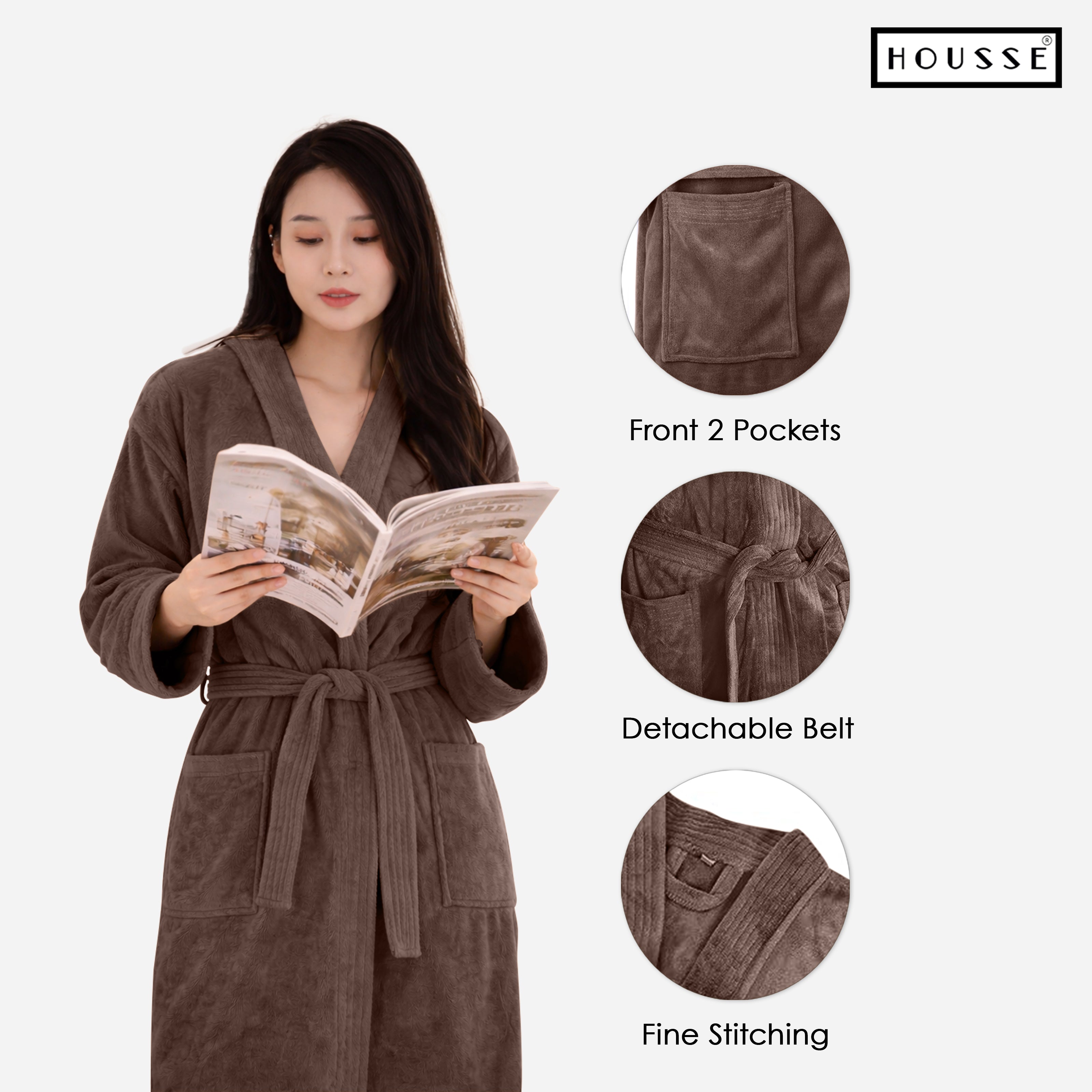 HOUSSE Microfiber Bathrobe 500 GSM | Solid Bathrobes, Highly Absorbent, Quick-Dry And Soft Bathrobe