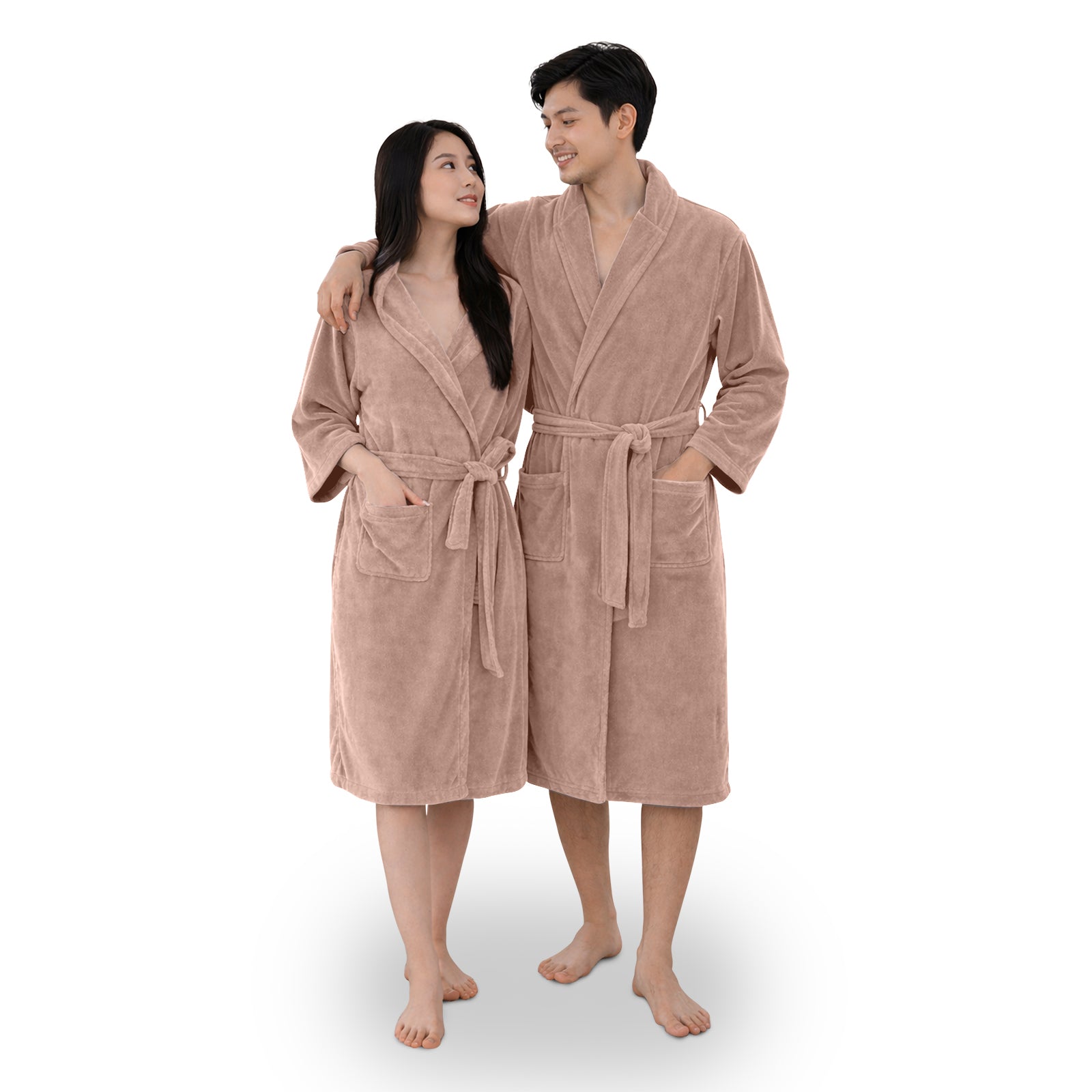 HOUSSE Bathrobe | 450 GSM Microfiber Bathrobe For Women & Men | Super Soft Bathrobe With Hoodie And Belt | Highly Absorbent, Lightweight & Warm | 102 cm Long | Size-L | Pack of 1