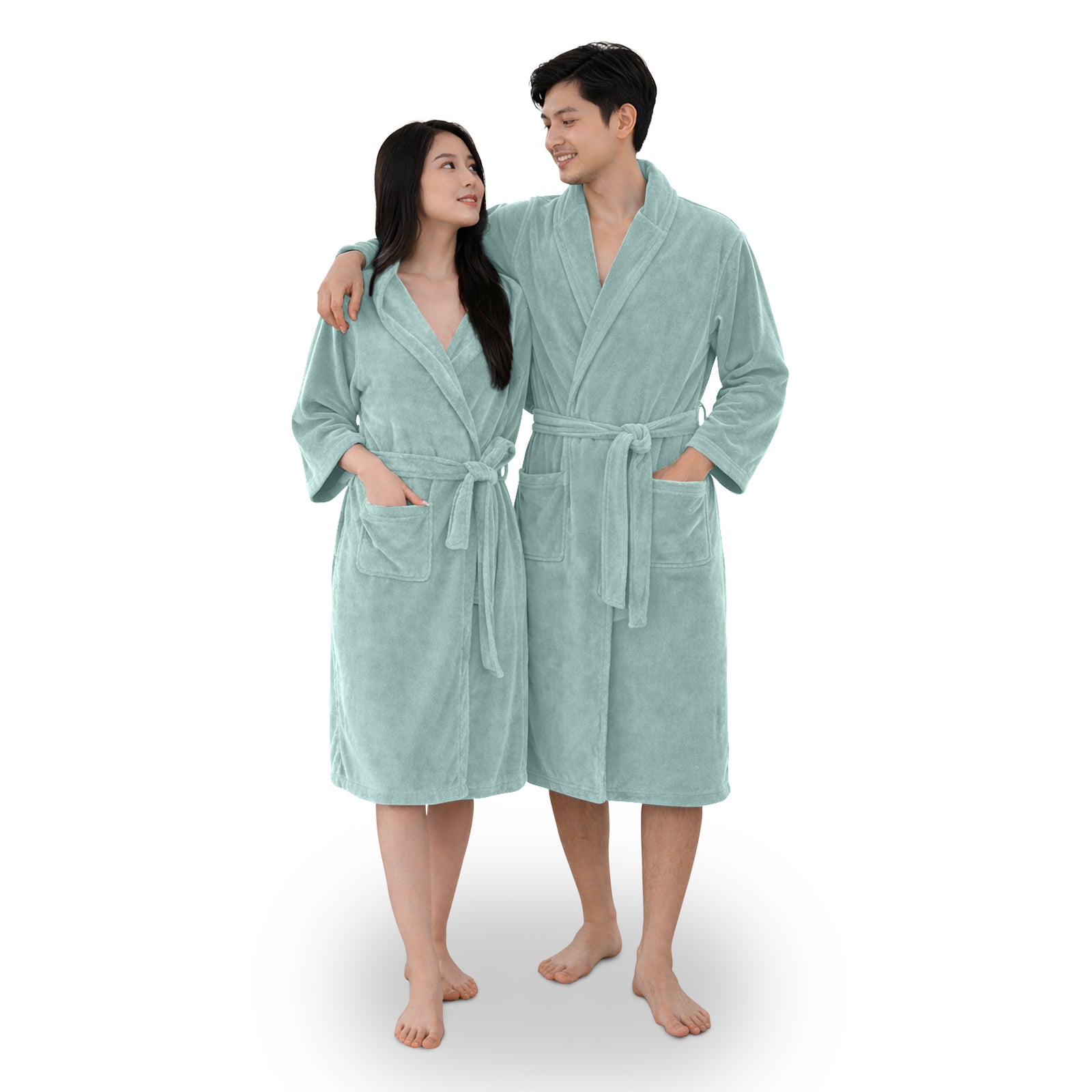 HOUSSE Bathrobe | 450 GSM Microfiber Bathrobe For Women & Men | Super Soft Bathrobe With Hoodie And Belt | Highly Absorbent, Lightweight & Warm | 102 cm Long | Size-L | Pack of 1
