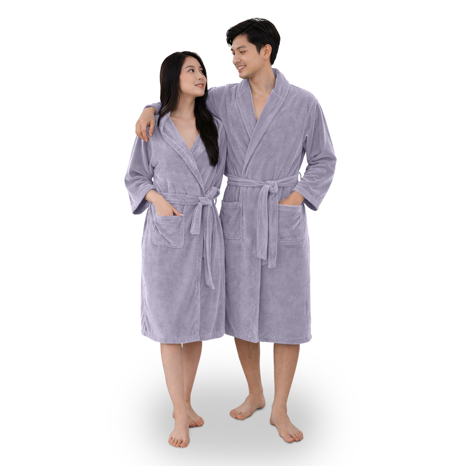 HOUSSE Bathrobe | 450 GSM Microfiber Bathrobe For Women & Men | Super Soft Bathrobe With Hoodie And Belt | Highly Absorbent, Lightweight & Warm | 102 cm Long | Size-L | Pack of 1