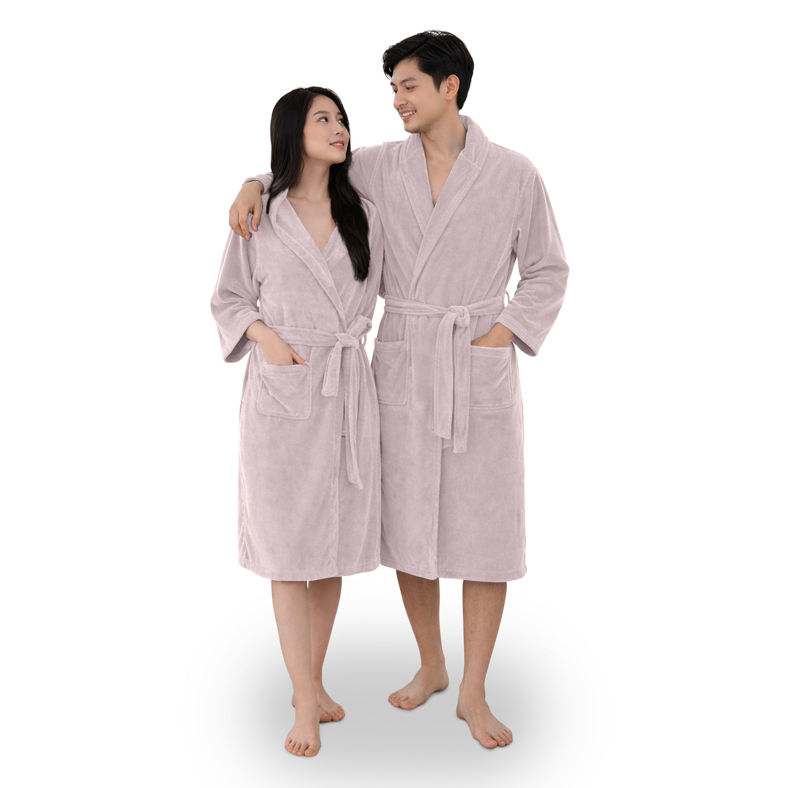 HOUSSE Bathrobe | 450 GSM Microfiber Bathrobe For Women & Men | Super Soft Bathrobe With Hoodie And Belt | Highly Absorbent, Lightweight & Warm | 102 cm Long | Size-L | Pack of 1