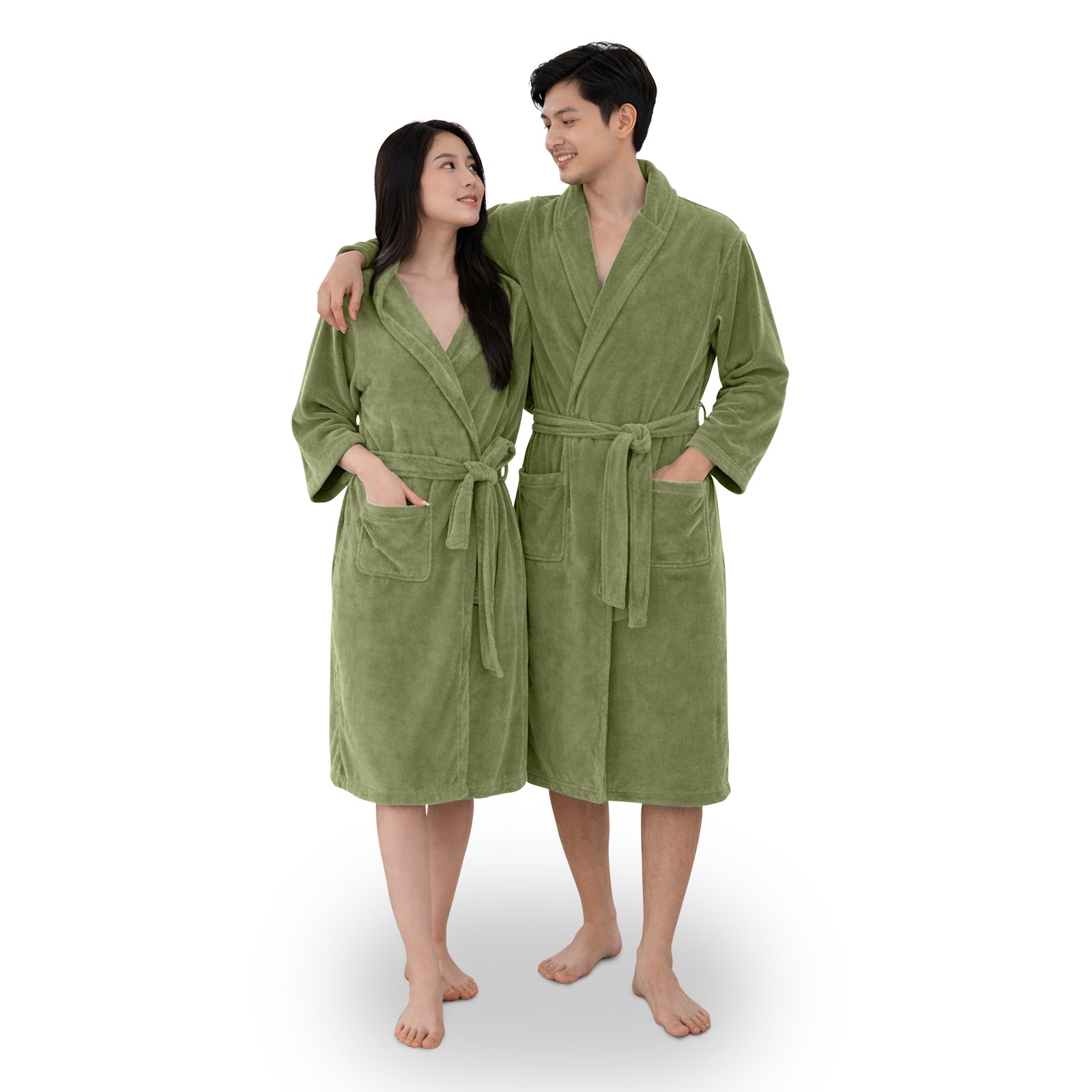 HOUSSE Bathrobe | 450 GSM Microfiber Bathrobe For Women & Men | Super Soft Bathrobe With Hoodie And Belt | Highly Absorbent, Lightweight & Warm | 102 cm Long | Size-L | Pack of 1