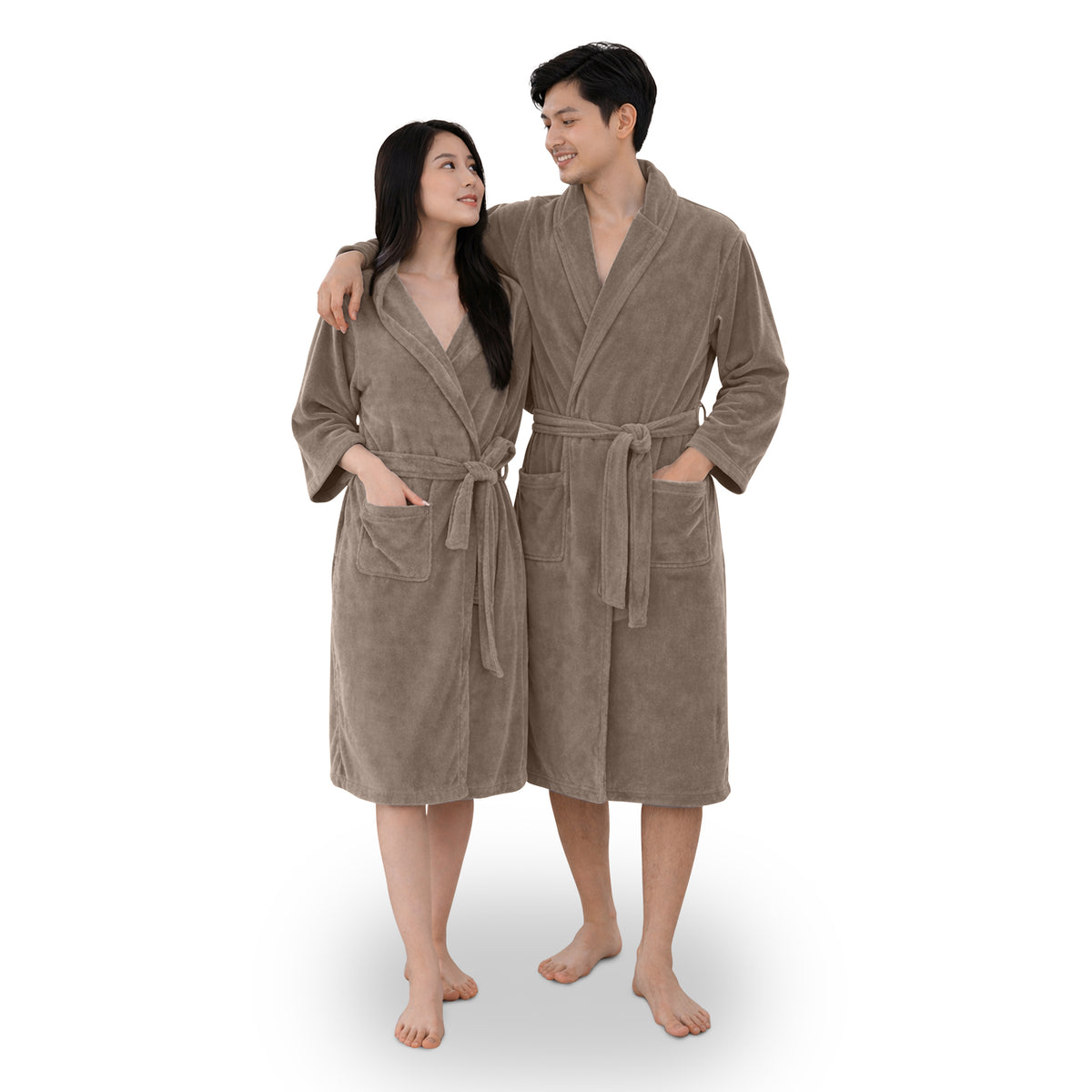 HOUSSE Bathrobe | 450 GSM Microfiber Bathrobe For Women & Men | Super Soft Bathrobe With Hoodie And Belt | Highly Absorbent, Lightweight & Warm | 102 cm Long | Size-L | Pack of 1